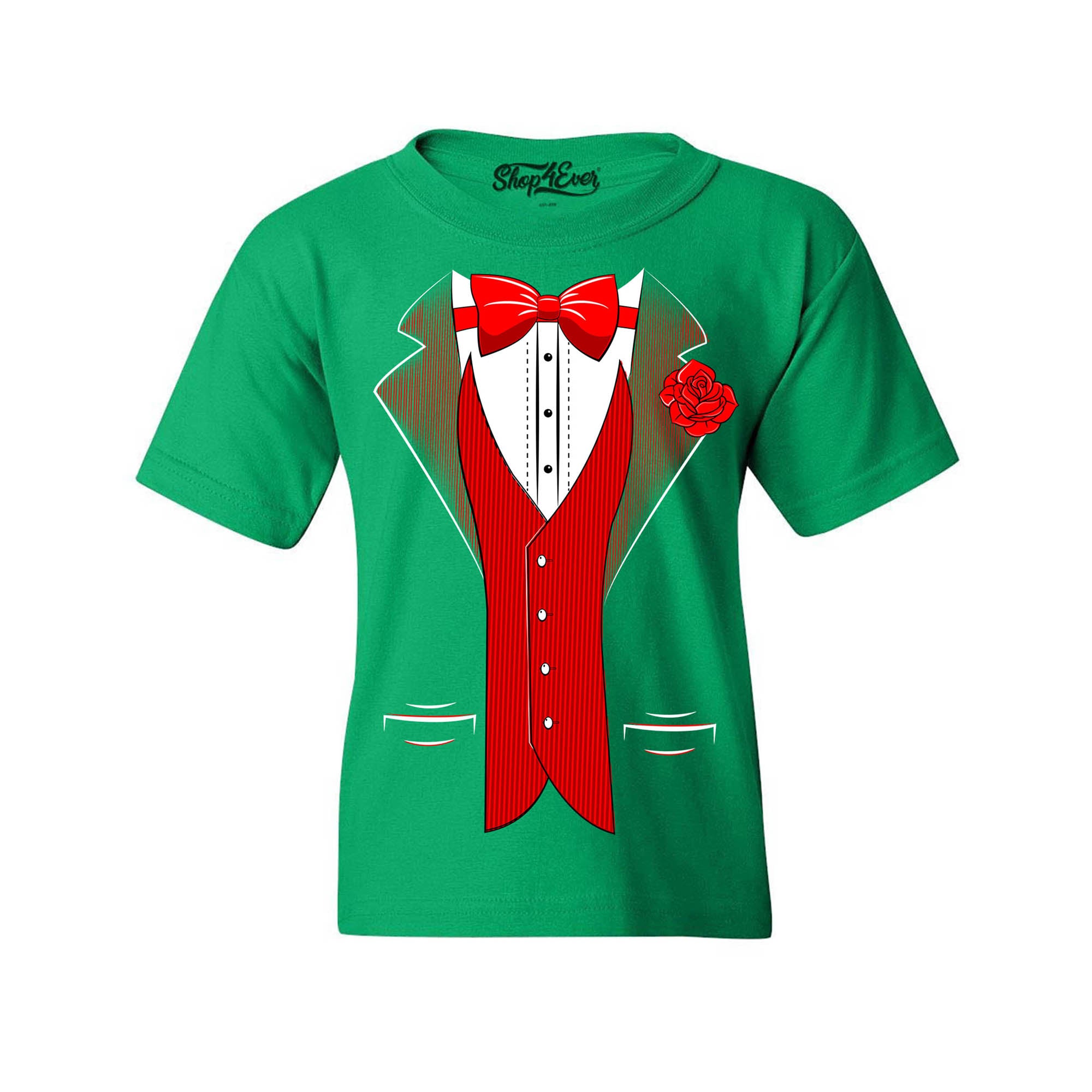 Classic Tuxedo with Red Rose Youth's T-Shirt Party Costume Shirts