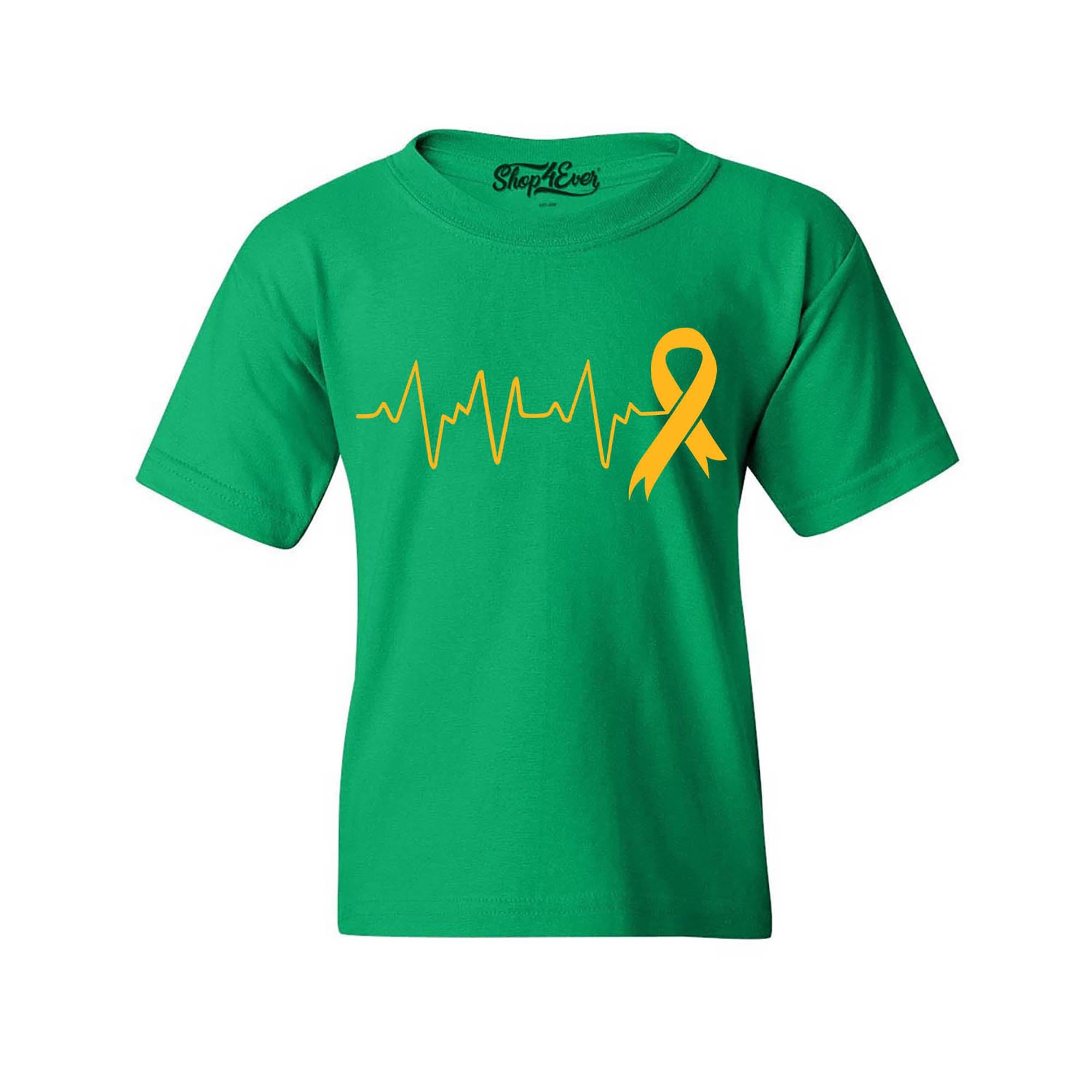 Heartbeat Gold Ribbon Childhood Cancer Awareness Kids Child Youth's T-Shirt