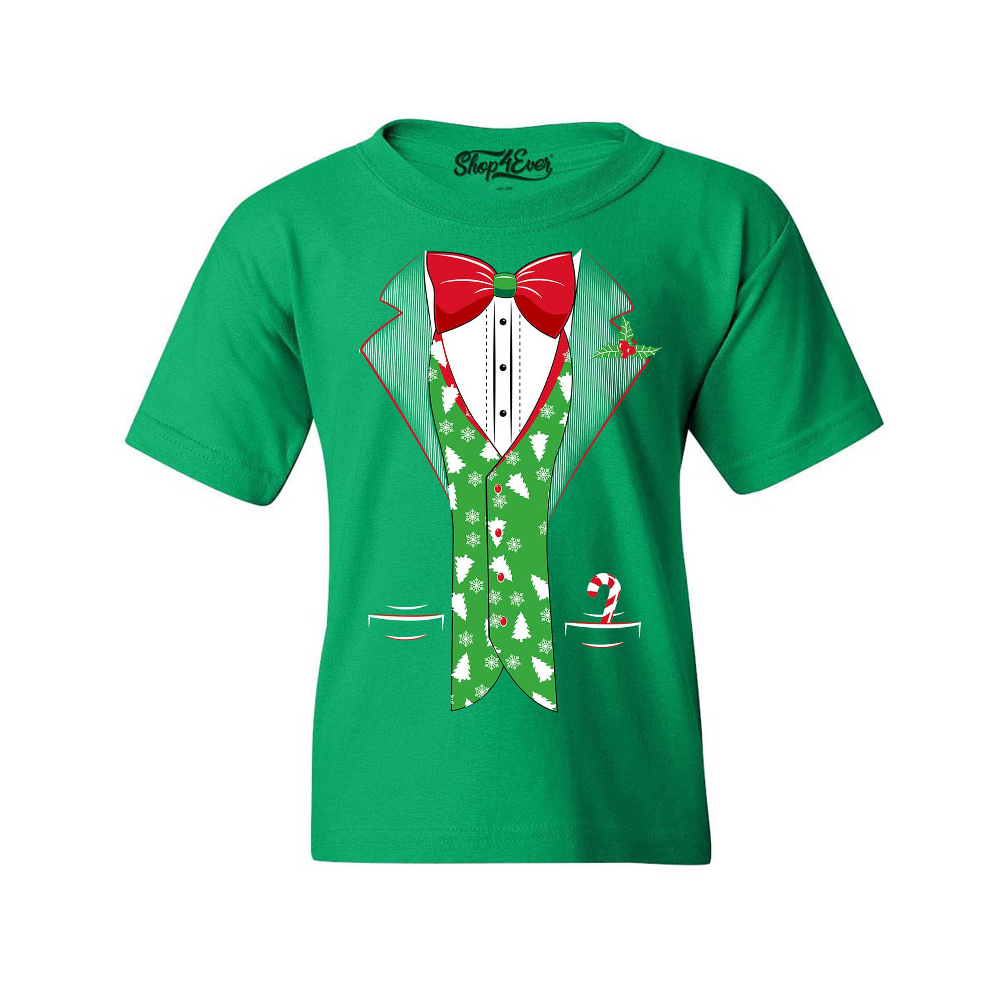 Tuxedo Christmas Costume Tree Vest Youth's T-Shirt Xmas Shirts