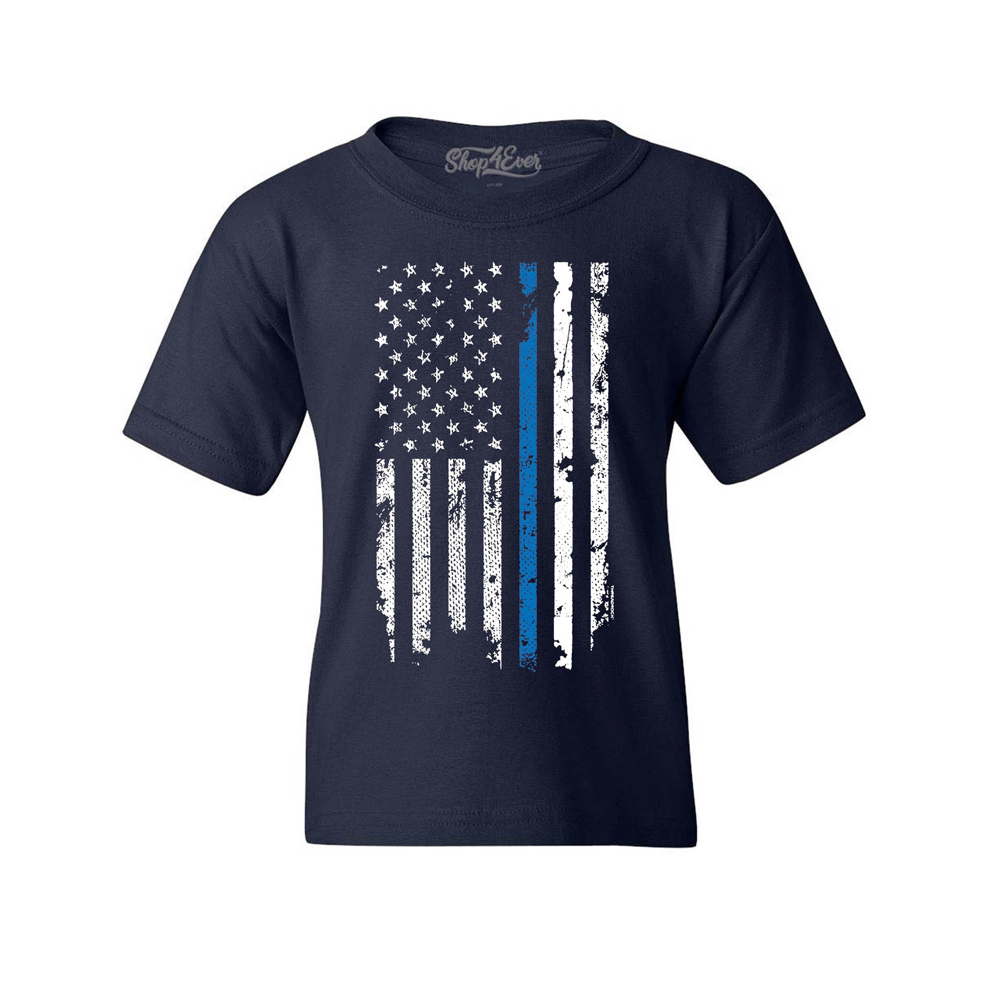 Police Officer American Flag Blue Line USA Law Enforcement Youth's T-Shirt