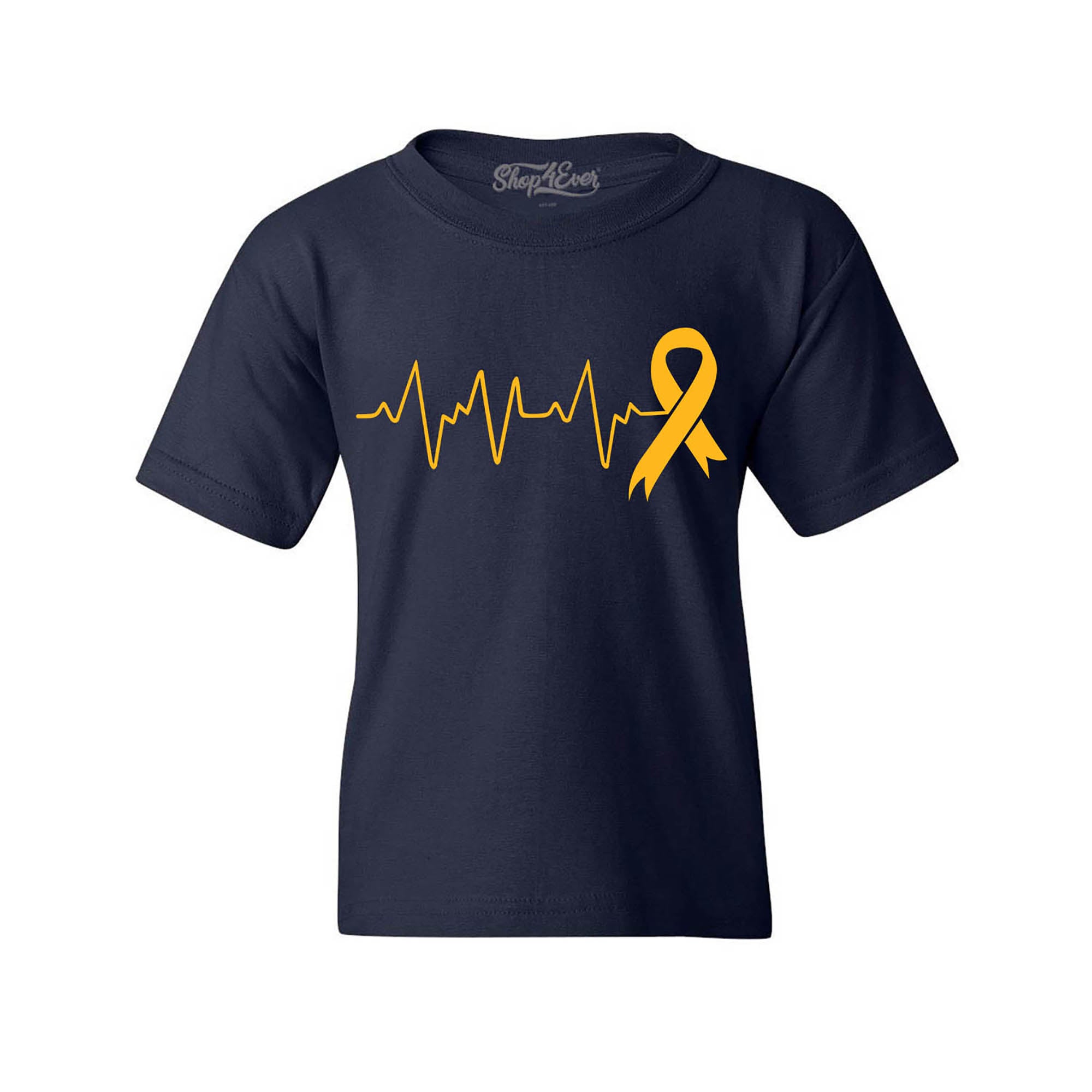 Heartbeat Gold Ribbon Childhood Cancer Awareness Kids Child Youth's T-Shirt