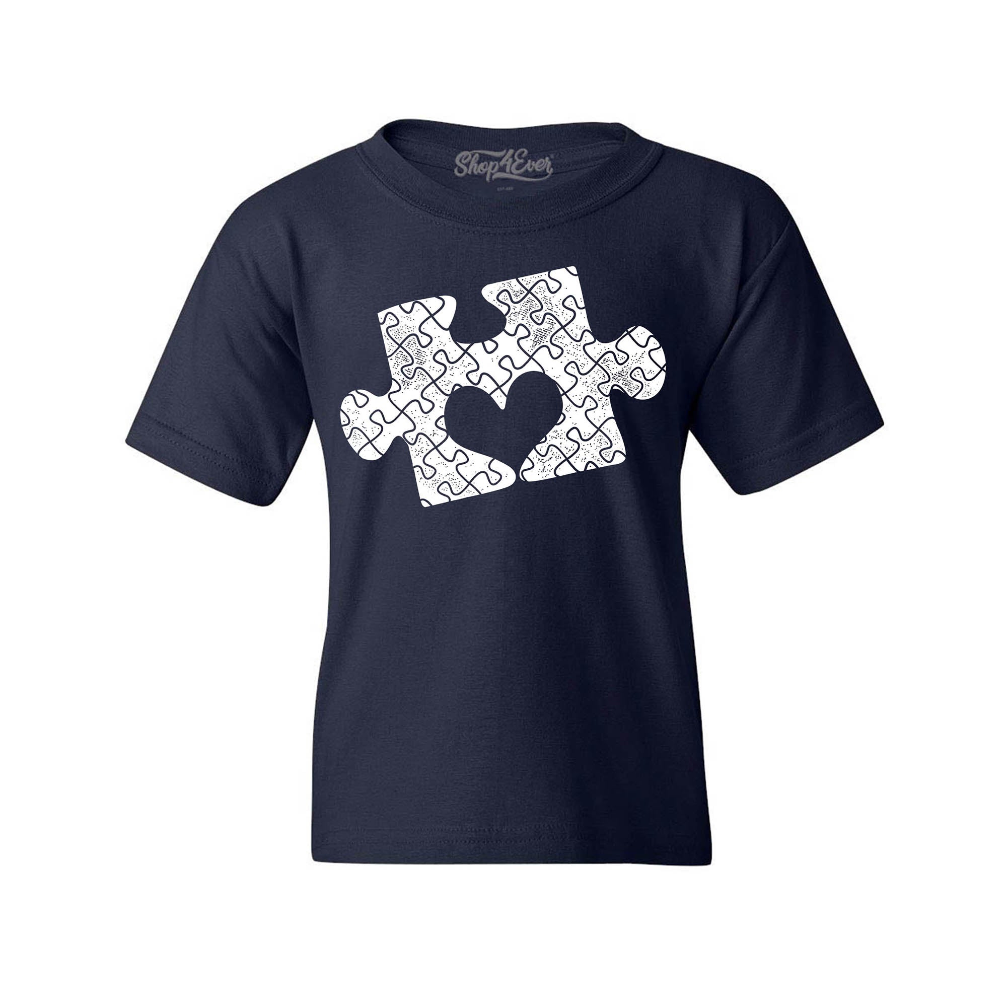 Puzzle Piece Heart Autism Awareness Child's T-Shirt Kids Tee