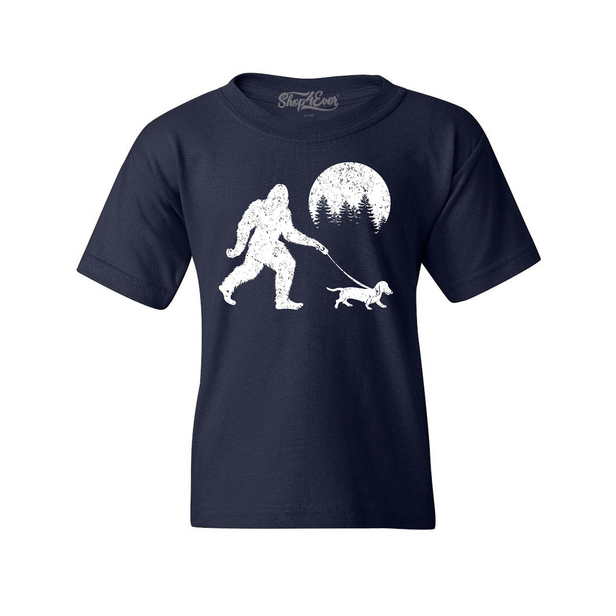 Bigfoot Walking Wiener Dog Funny Sasquatch Dachshund Youth's T-Shirt