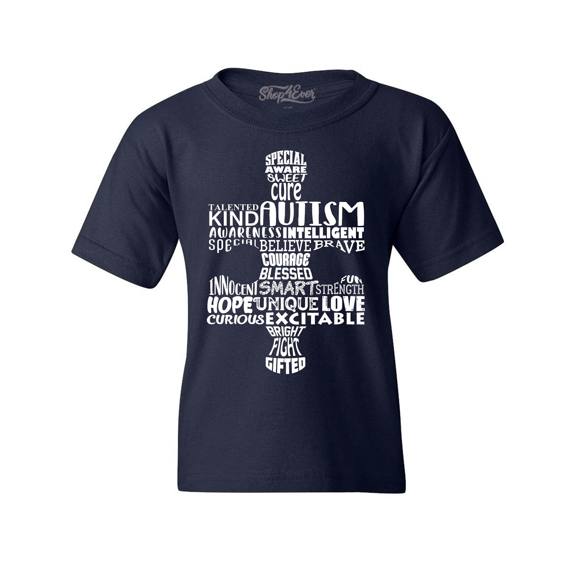 Puzzle Piece Word Cloud Autism Awareness Child's T-Shirt Kids Tee