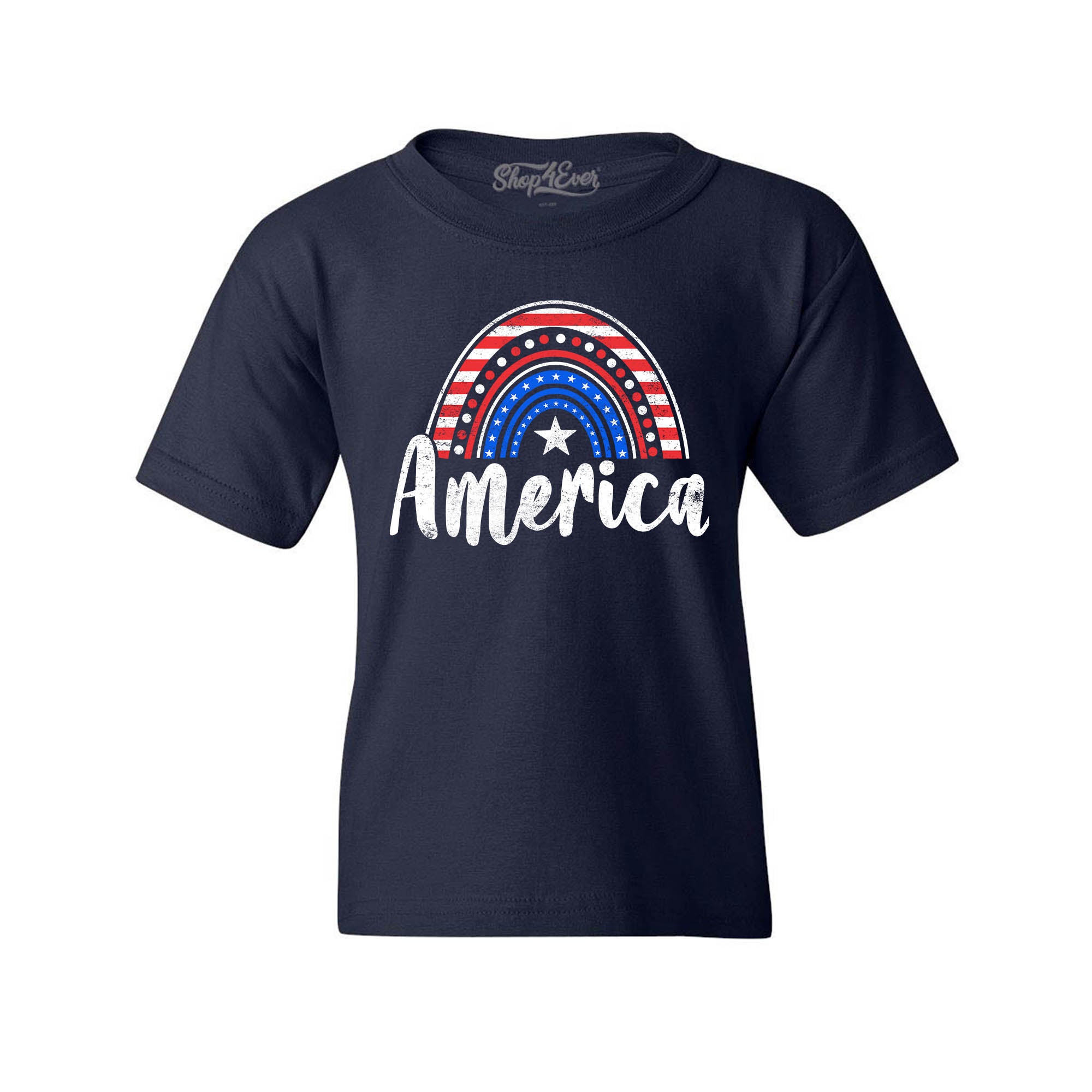 America Patriotic Rainbow 4th of July Child's T-Shirt Kids Tee