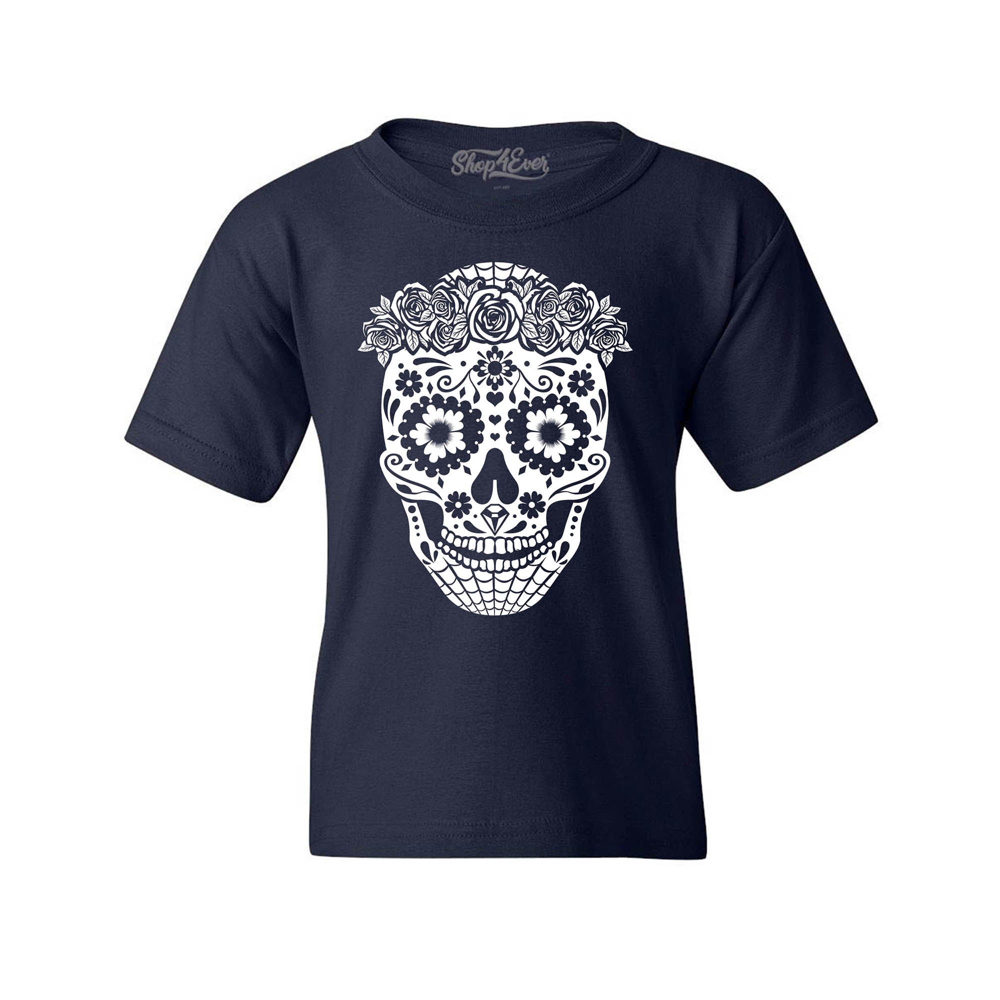 Floral Day of The Dead Girl Skull Youth's T-Shirt