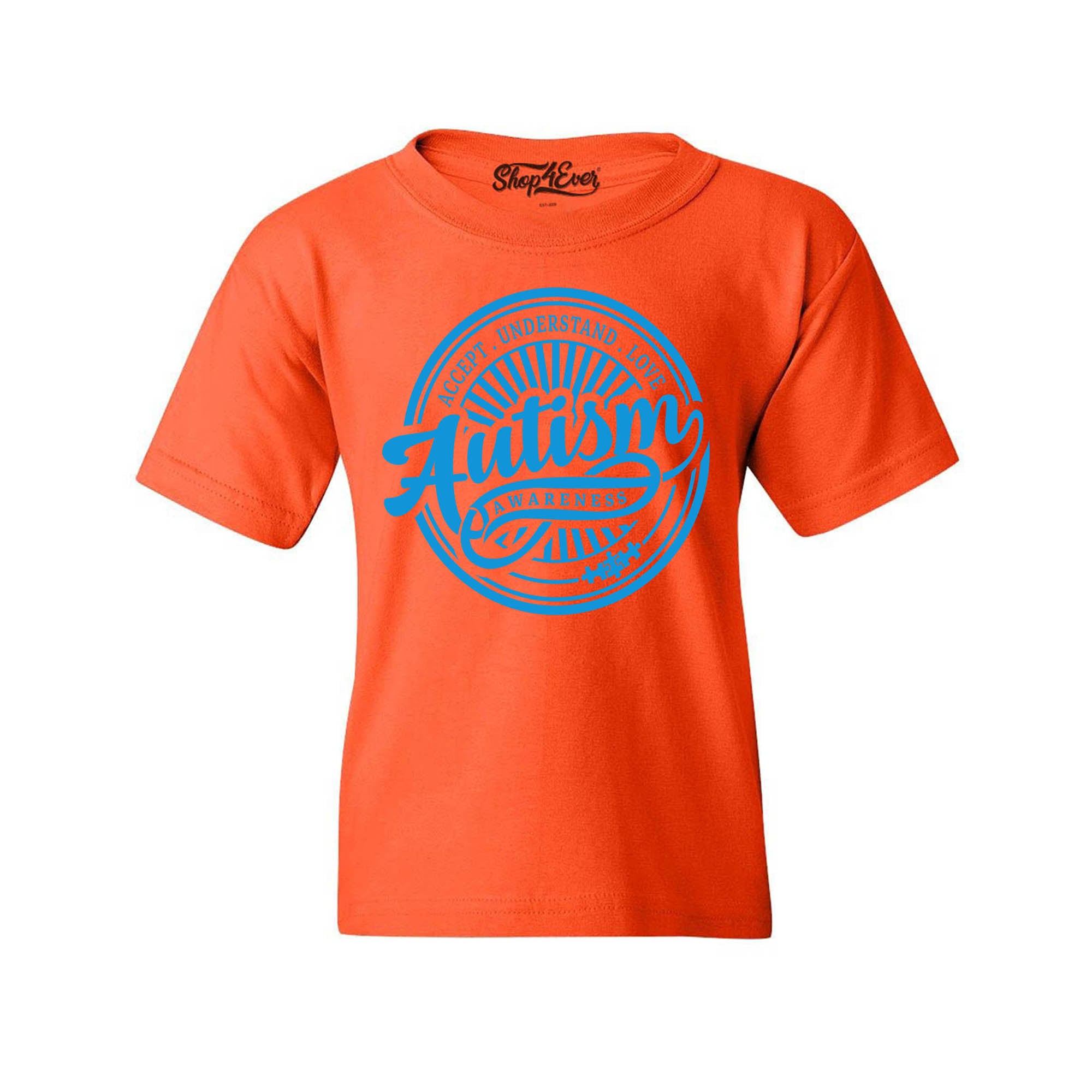 Autism Awareness Accept Understand Love Blue Circle Child's T-Shirt Kids Tee
