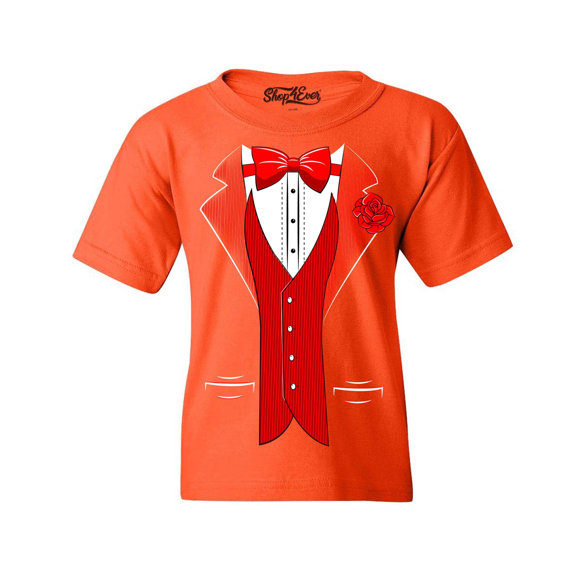 Classic Tuxedo with Red Rose Youth's T-Shirt Party Costume Shirts