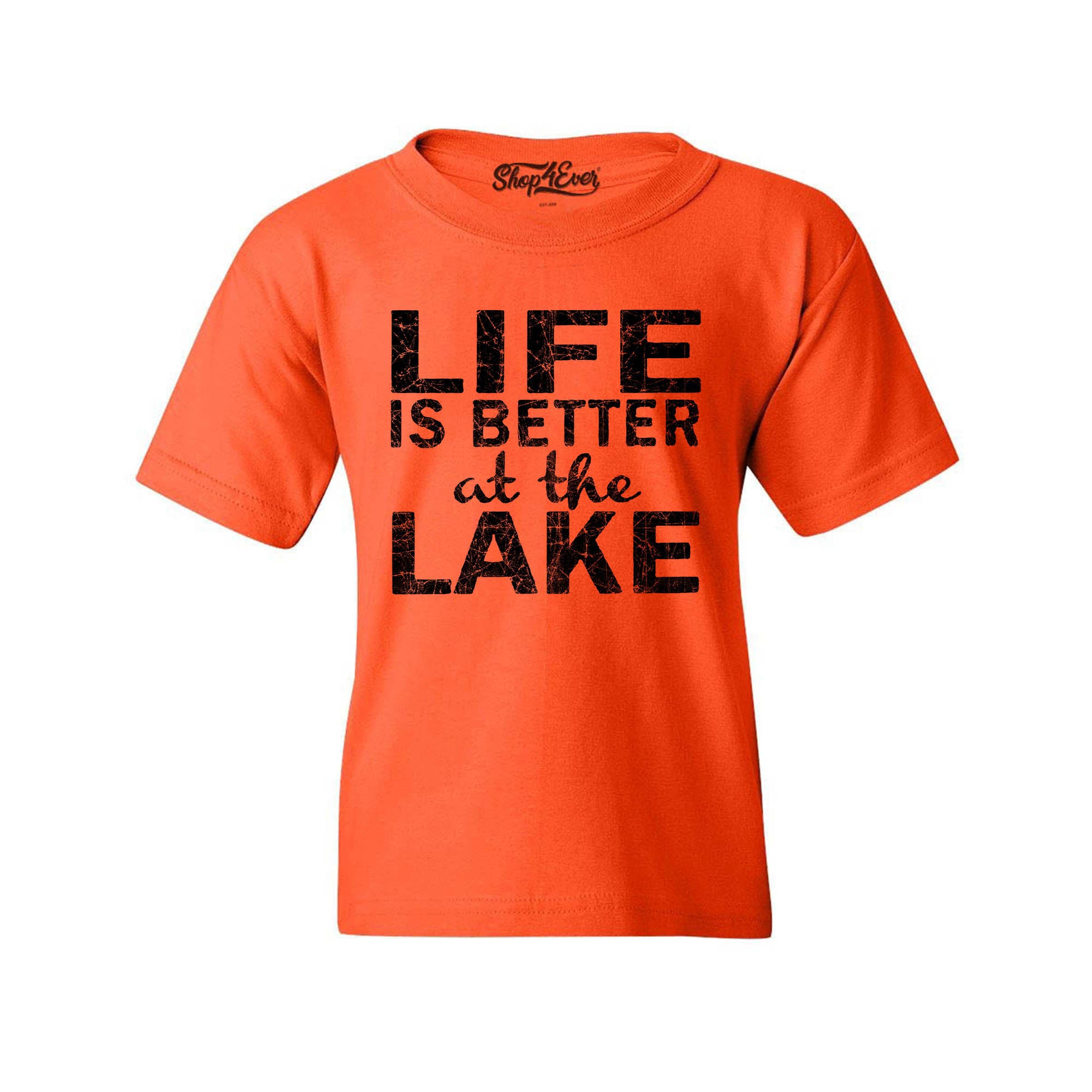 Life is Better at The Lake Black Youth's T-Shirt Sayings Kids Child Tee Shirts