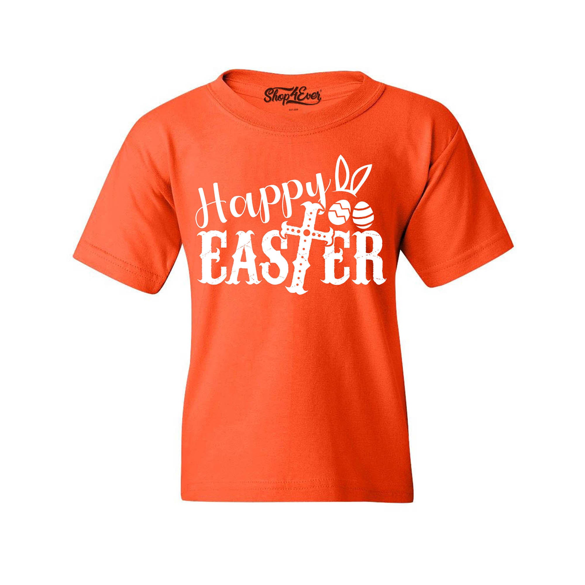 Happy Easter with Cross Youth's T-Shirt Spring Child Kids Tee
