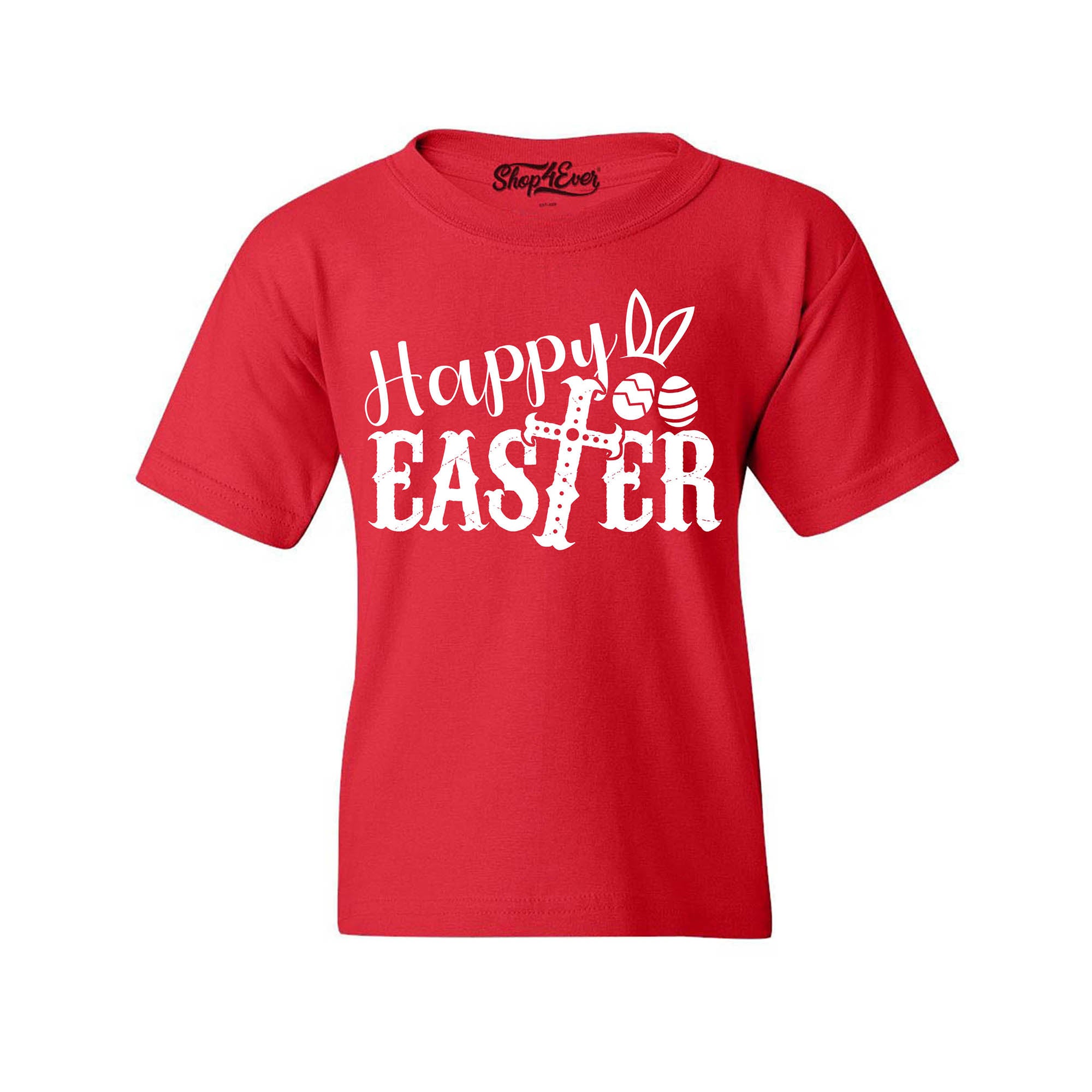 Happy Easter with Cross Youth's T-Shirt Spring Child Kids Tee