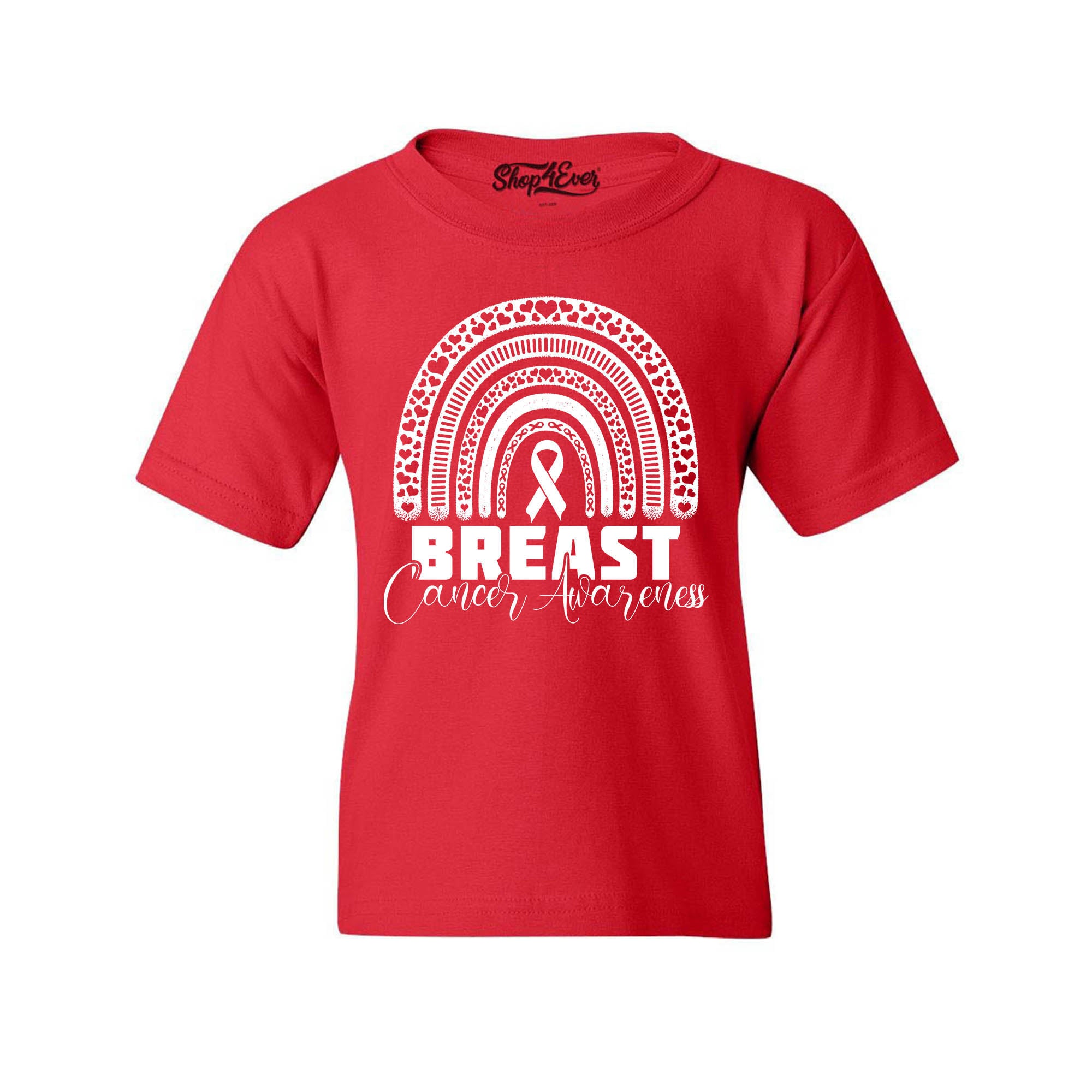 Breast Cancer Awareness Rainbow White Child's T-Shirt Kids Tee