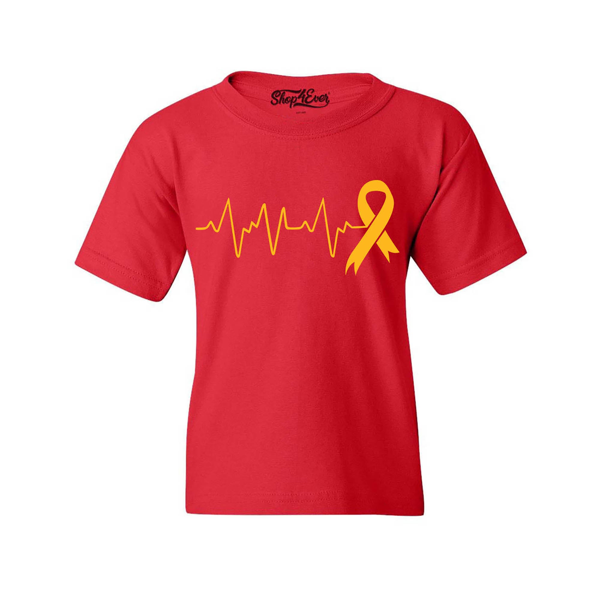 Heartbeat Gold Ribbon Childhood Cancer Awareness Kids Child Youth's T-Shirt