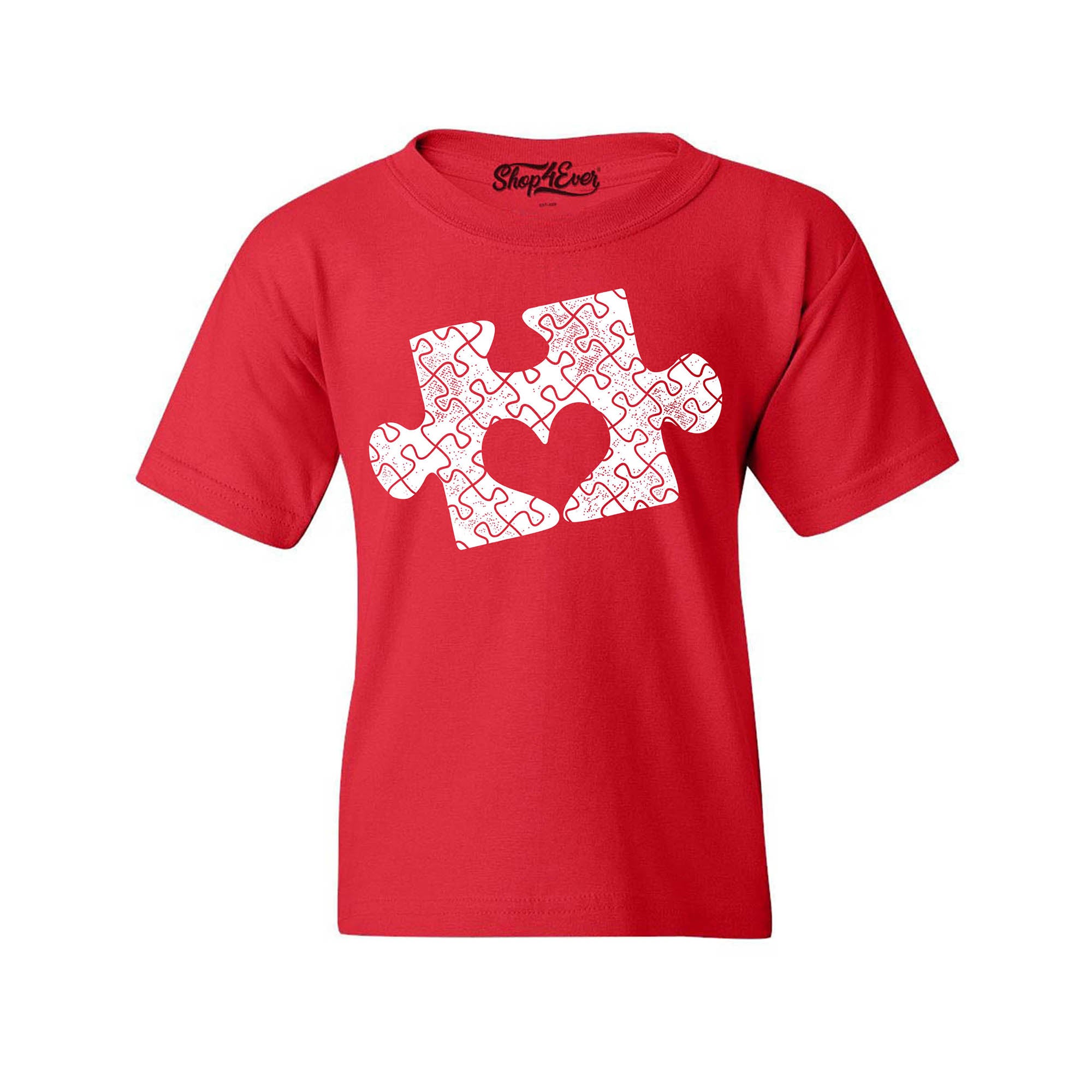 Puzzle Piece Heart Autism Awareness Child's T-Shirt Kids Tee