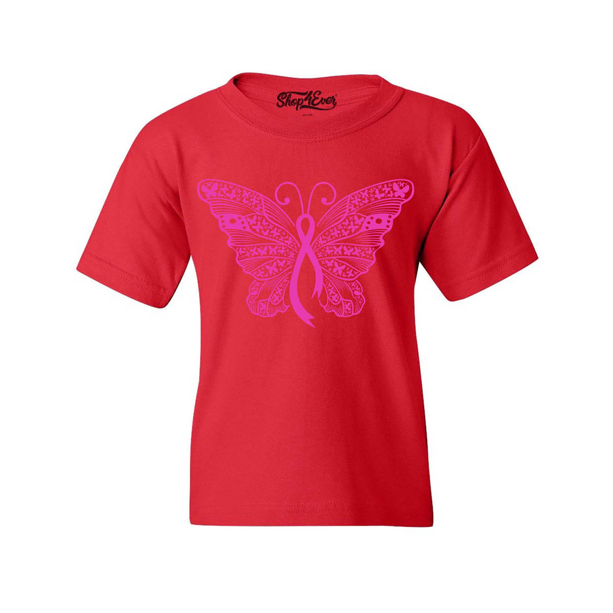 Pink Ribbon Butterfly Breast Cancer Awareness Youth's T-Shirt