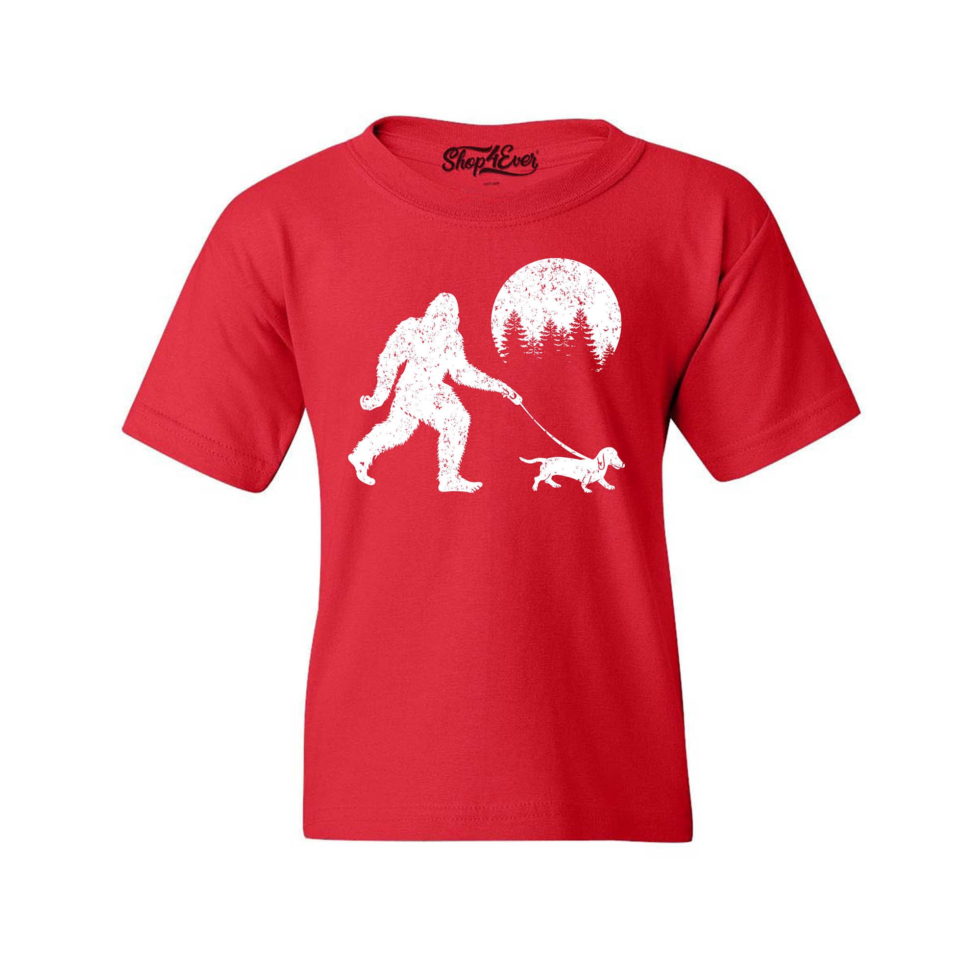 Bigfoot Walking Wiener Dog Funny Sasquatch Dachshund Youth's T-Shirt