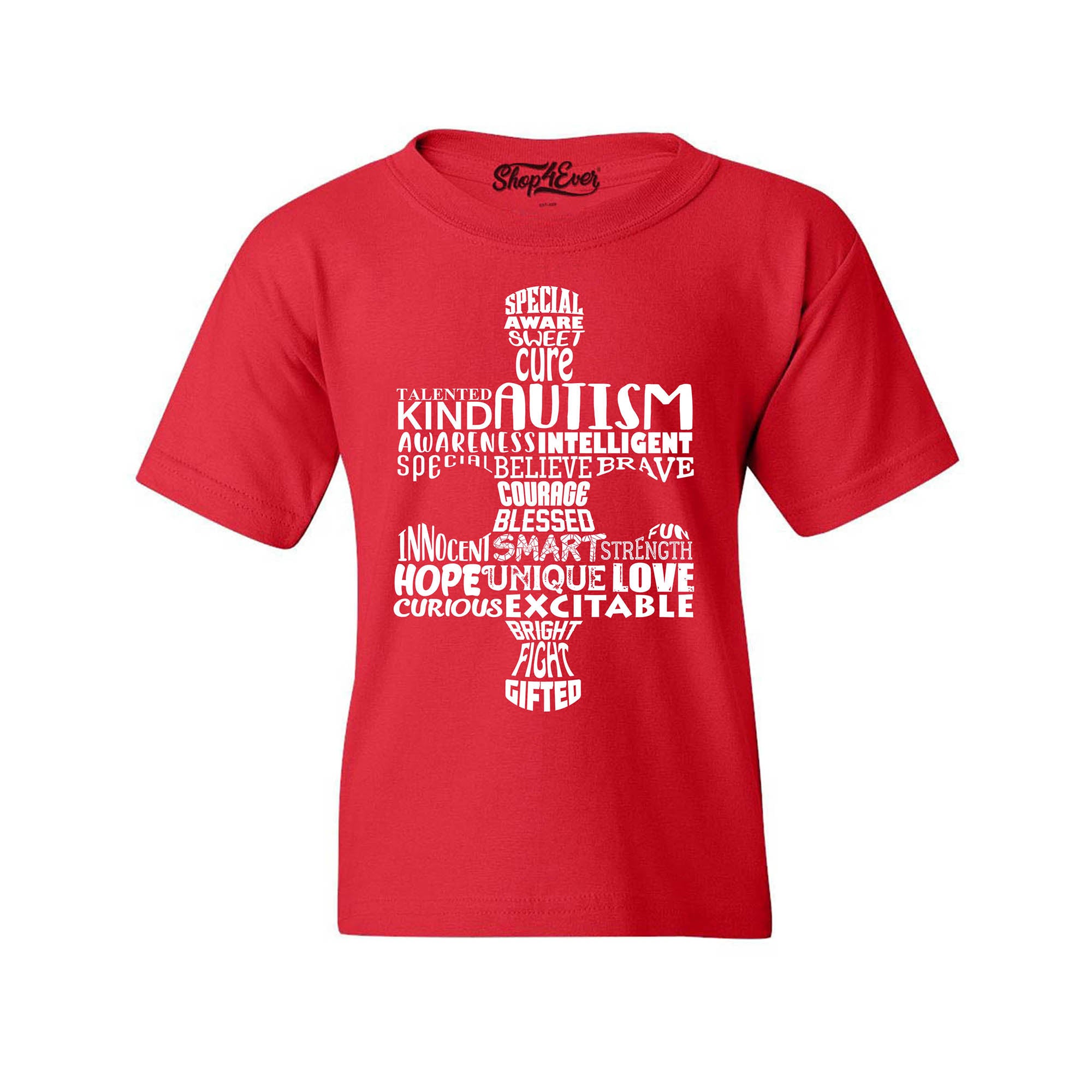 Puzzle Piece Word Cloud Autism Awareness Child's T-Shirt Kids Tee