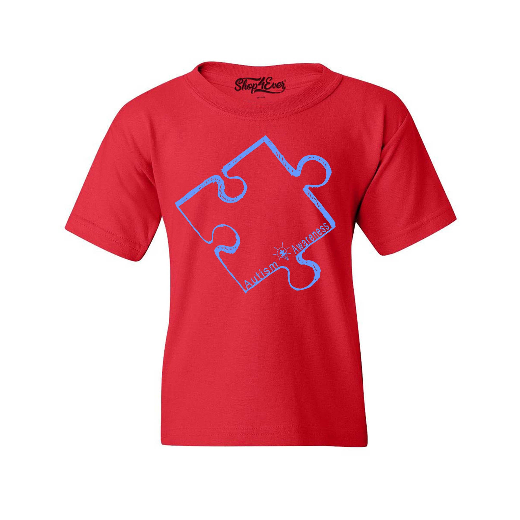 Blue Puzzle Piece Autism Awareness Child's T-Shirt Kids Tee