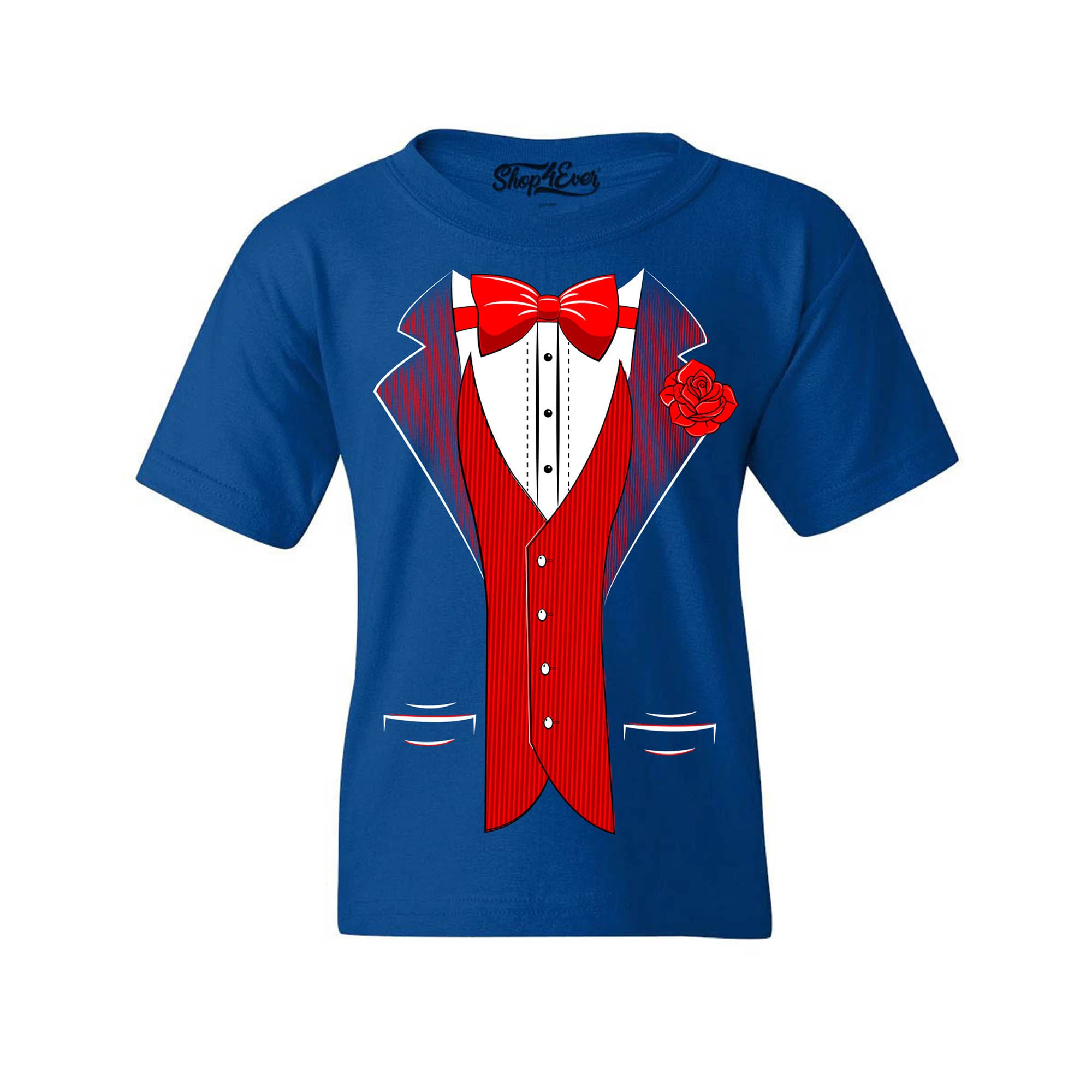 Classic Tuxedo with Red Rose Youth's T-Shirt Party Costume Shirts