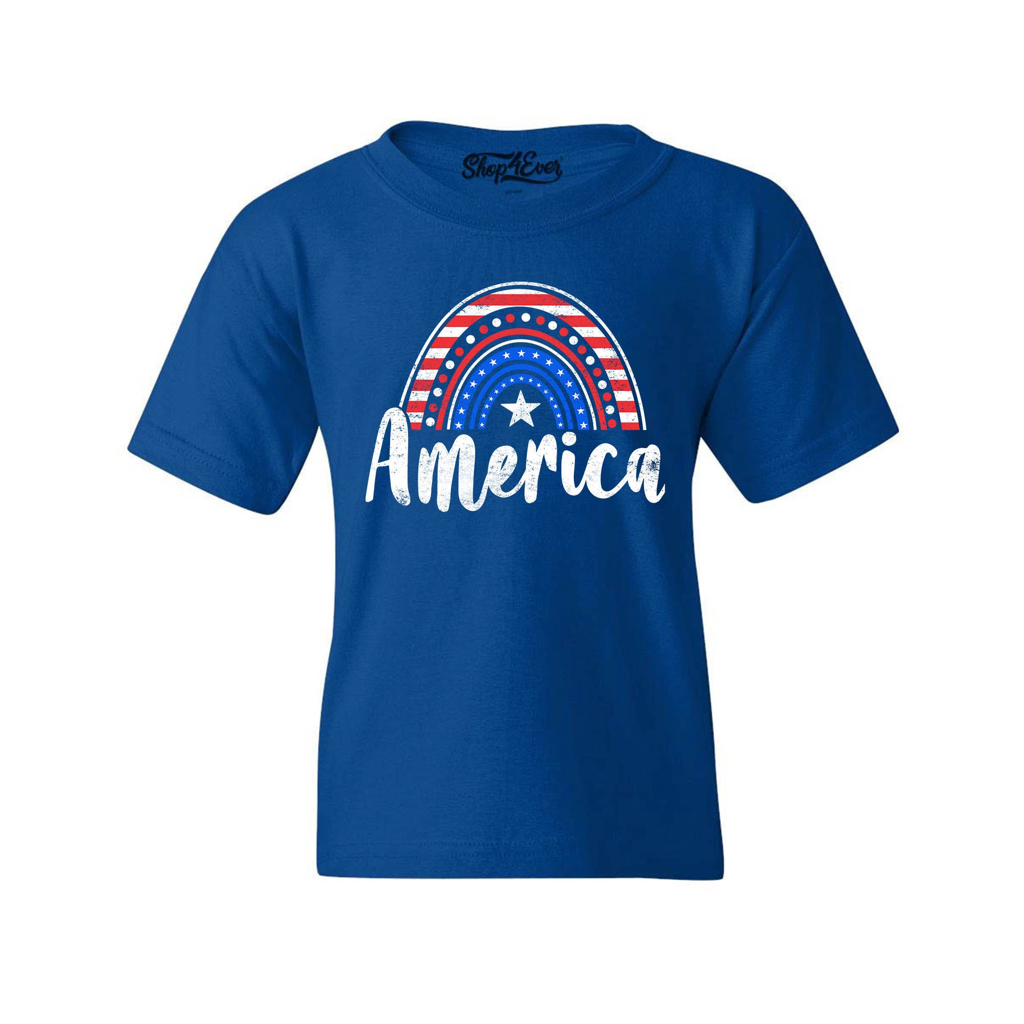 America Patriotic Rainbow 4th of July Child's T-Shirt Kids Tee