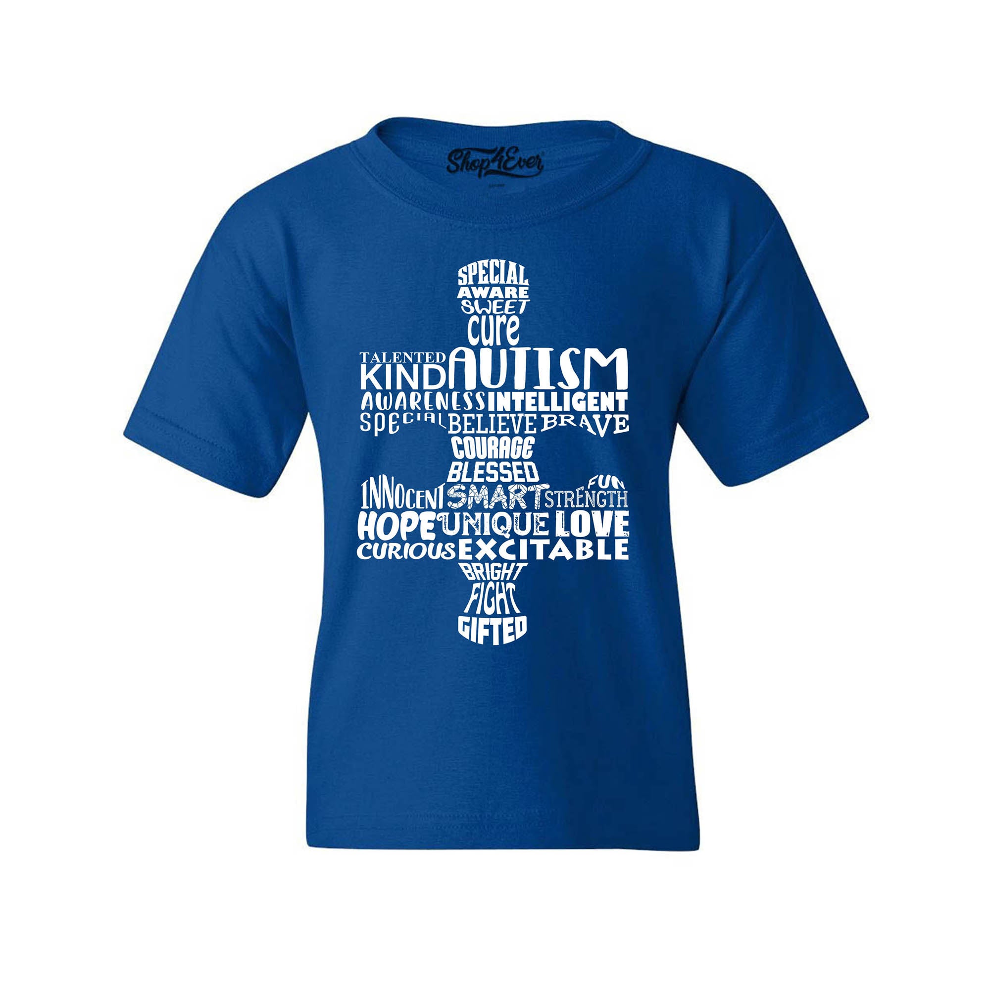 Puzzle Piece Word Cloud Autism Awareness Child's T-Shirt Kids Tee