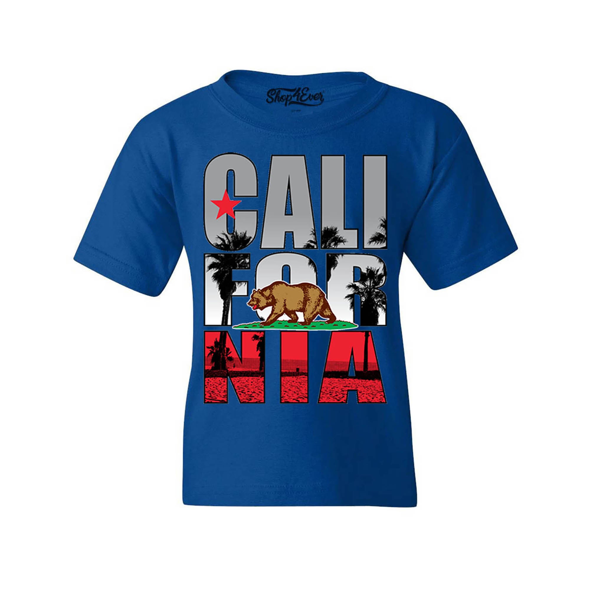 California Beach Palm Tree Youth's T-Shirt Child Kids Cali Flag Shirts