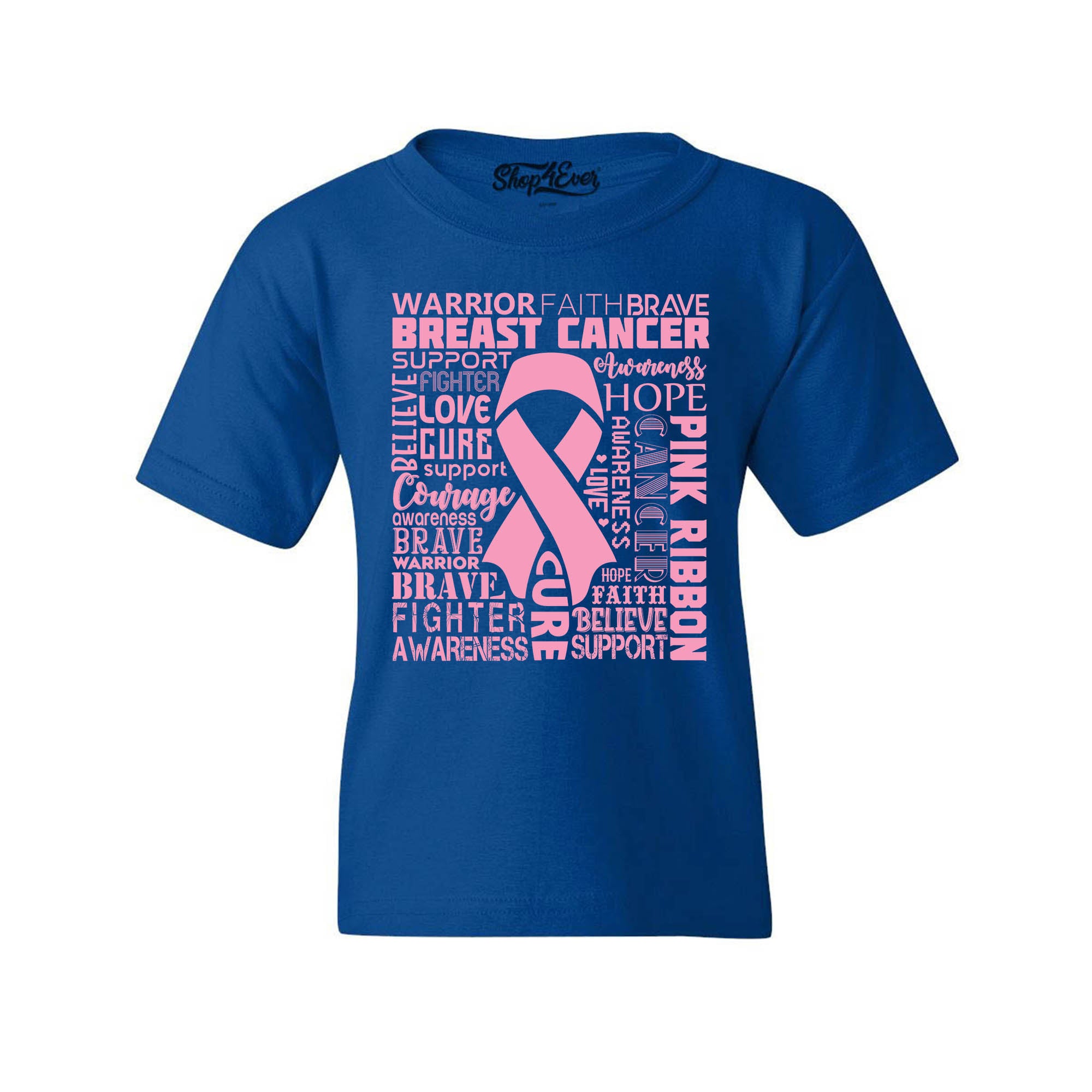 Breast Cancer Awareness Pink Ribbon Word Cloud Child's T-Shirt Kids Tee