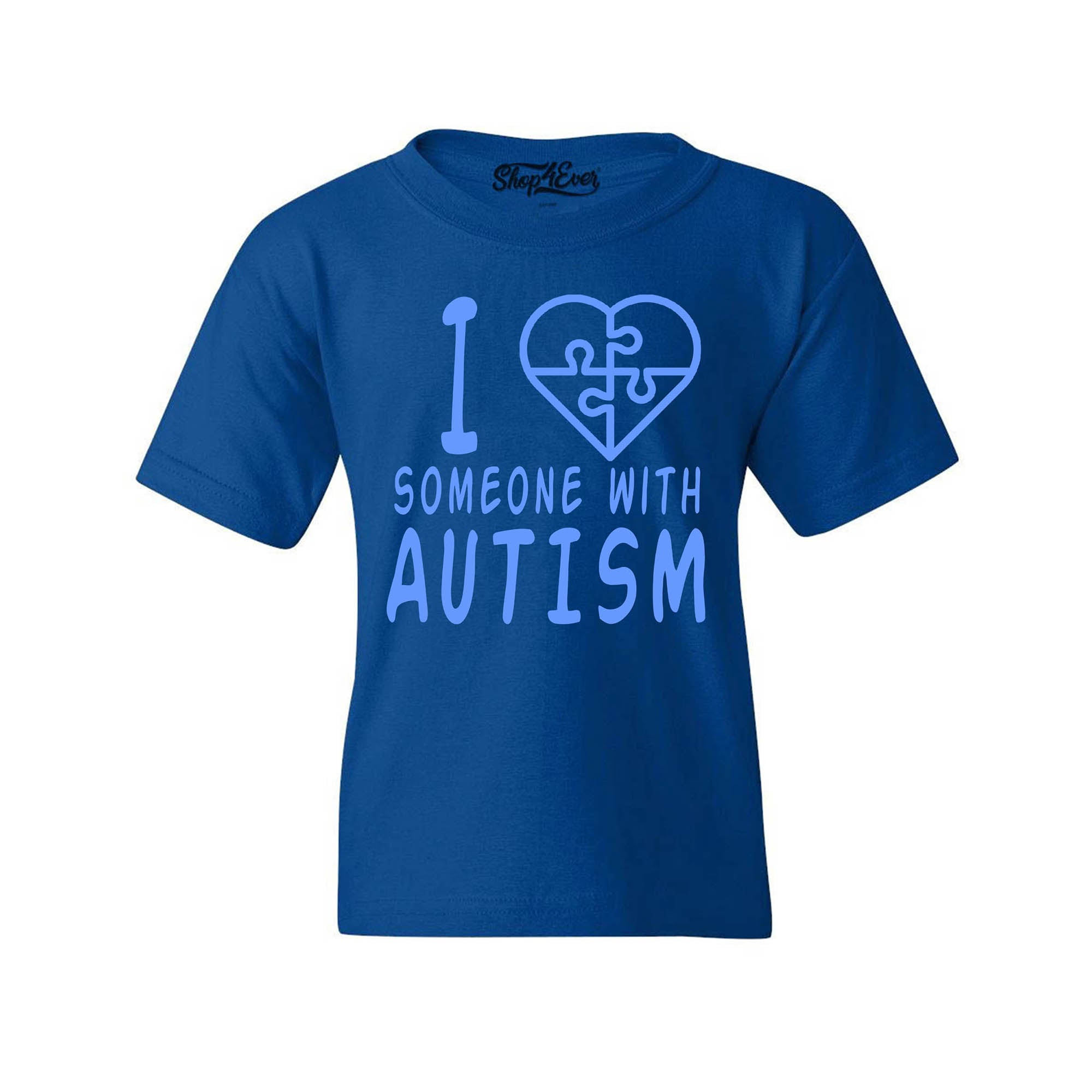 I Love Someone with Autism Blue Autism Awareness Child's T-Shirt Kids Tee
