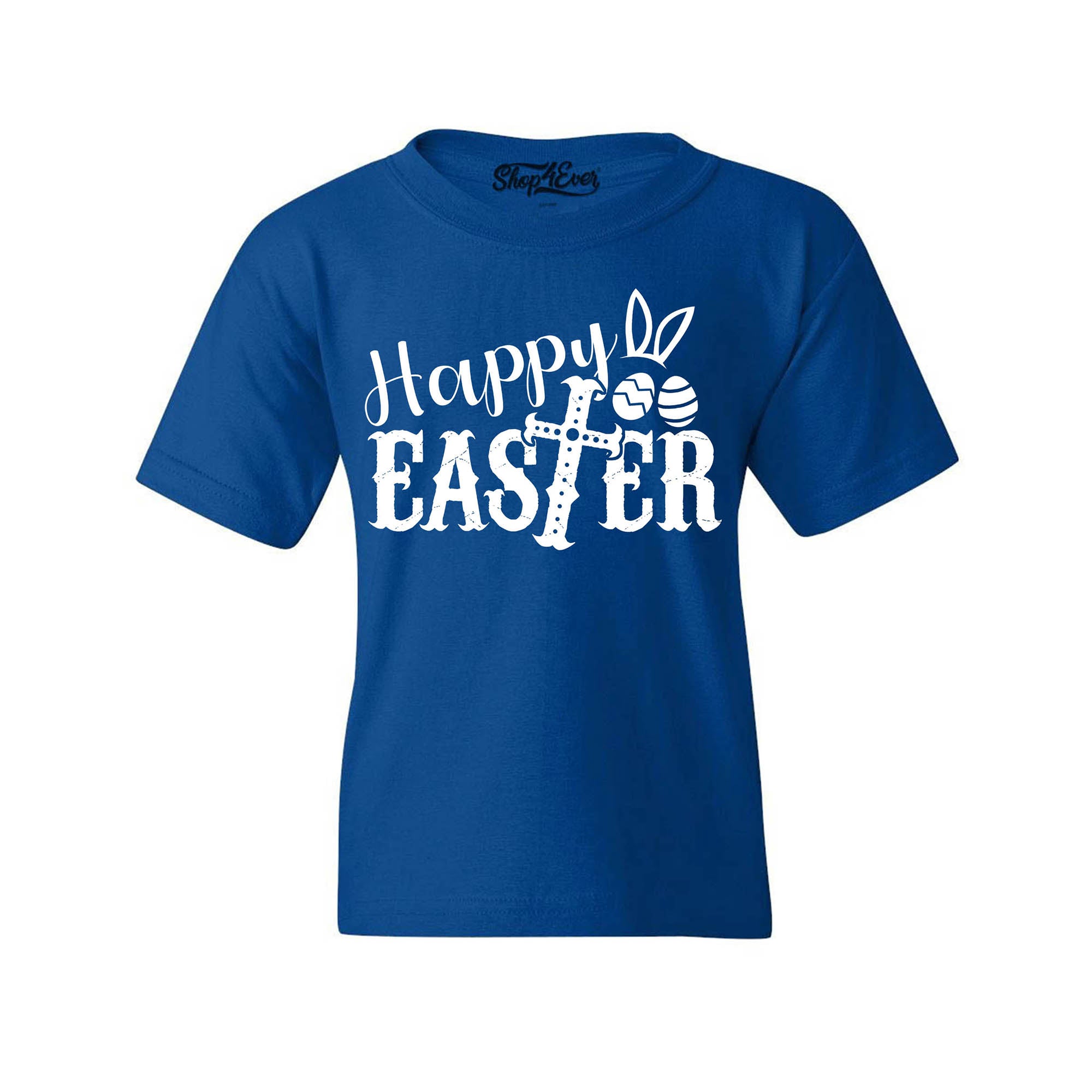 Happy Easter with Cross Youth's T-Shirt Spring Child Kids Tee