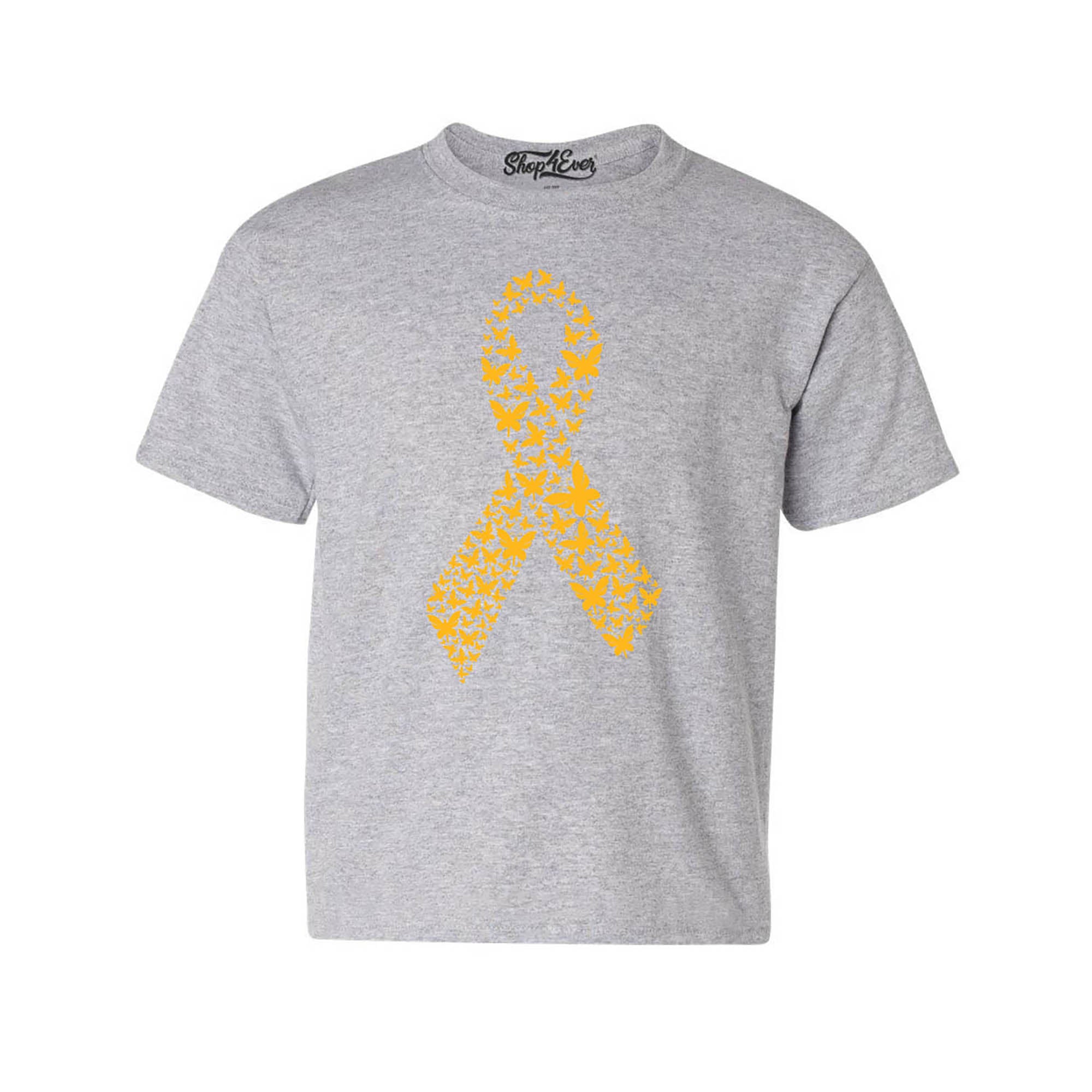 Gold Butterfly Ribbon Childhood Cancer Awareness Kids Child Youth's T-Shirt