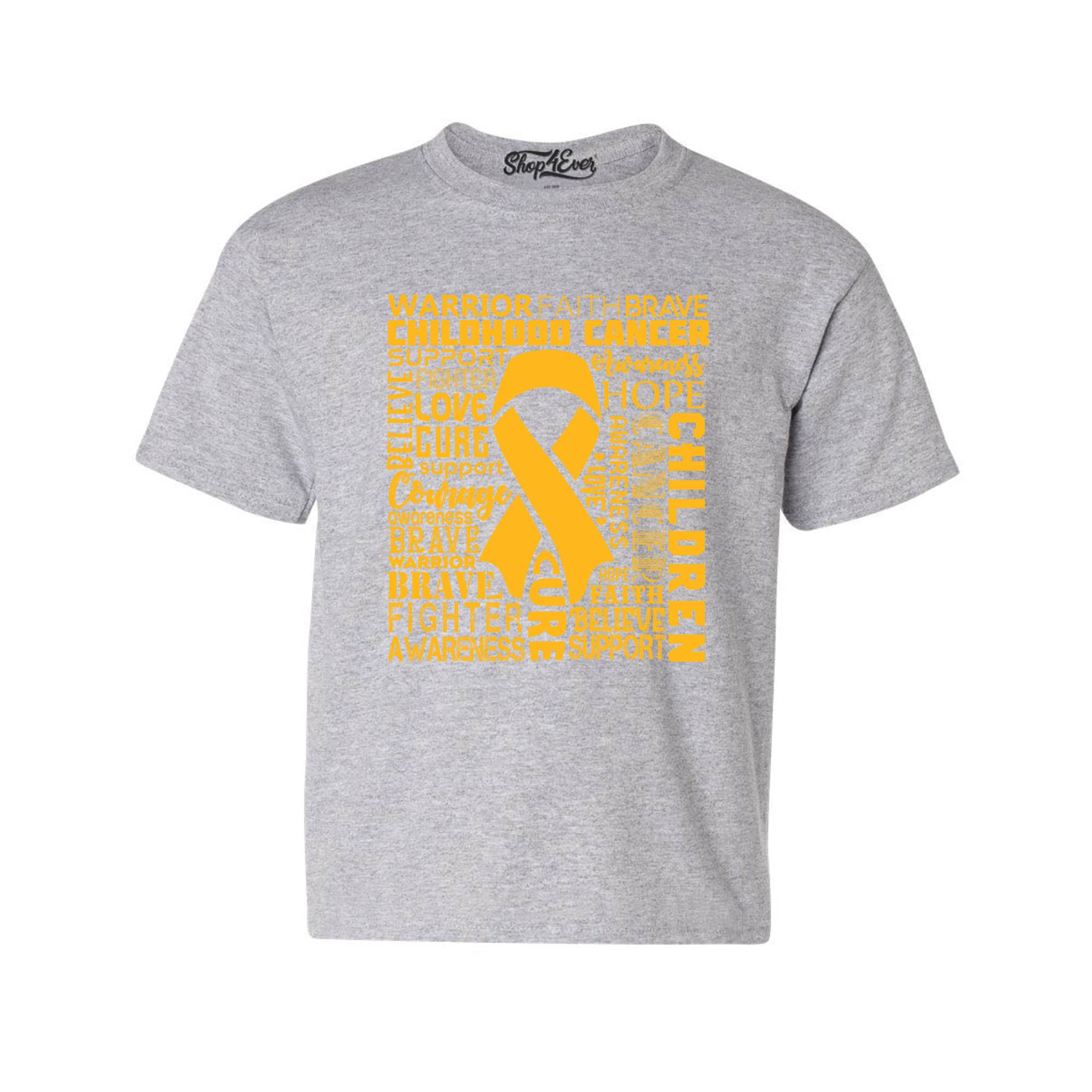 Childhood Cancer Awareness Gold Ribbon Word Cloud Child's T-Shirt Kids Tee