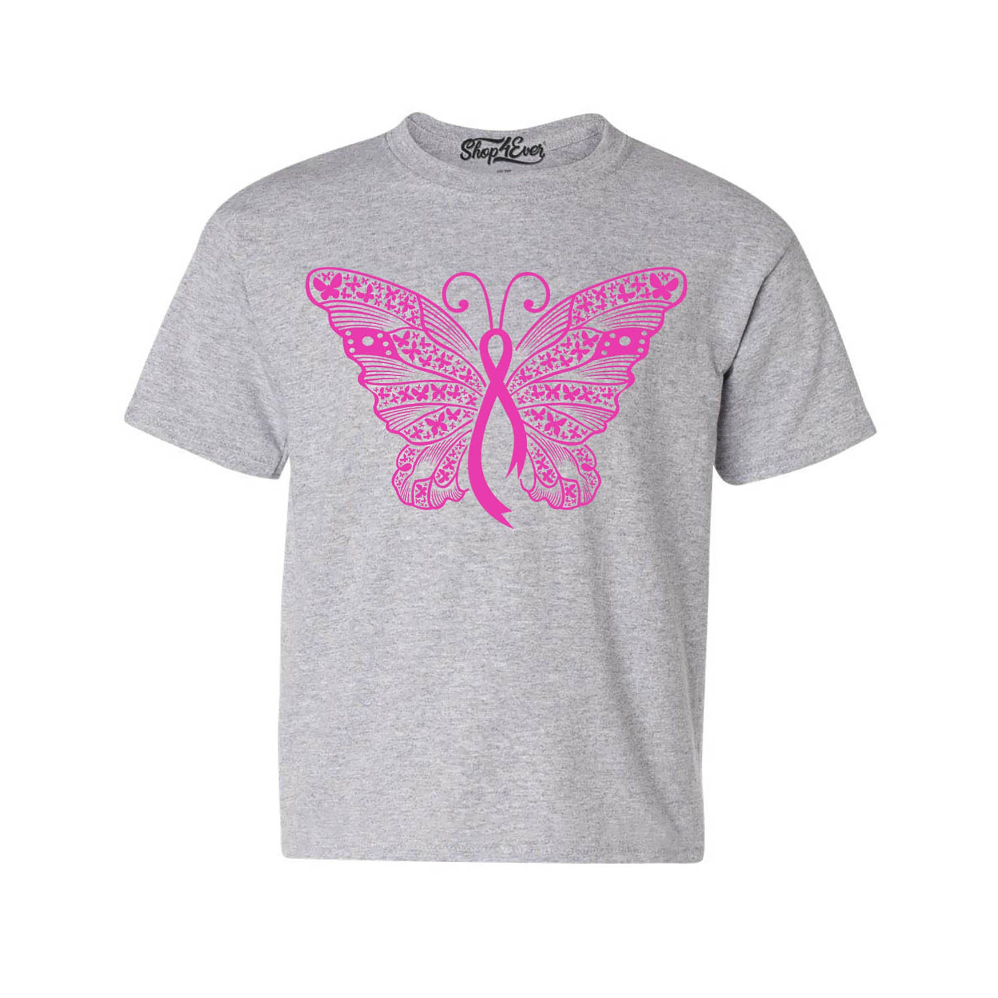Pink Ribbon Butterfly Breast Cancer Awareness Youth's T-Shirt