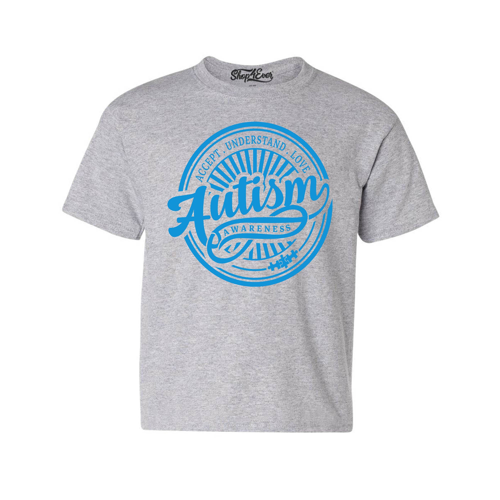 Autism Awareness Accept Understand Love Blue Circle Child's T-Shirt Kids Tee