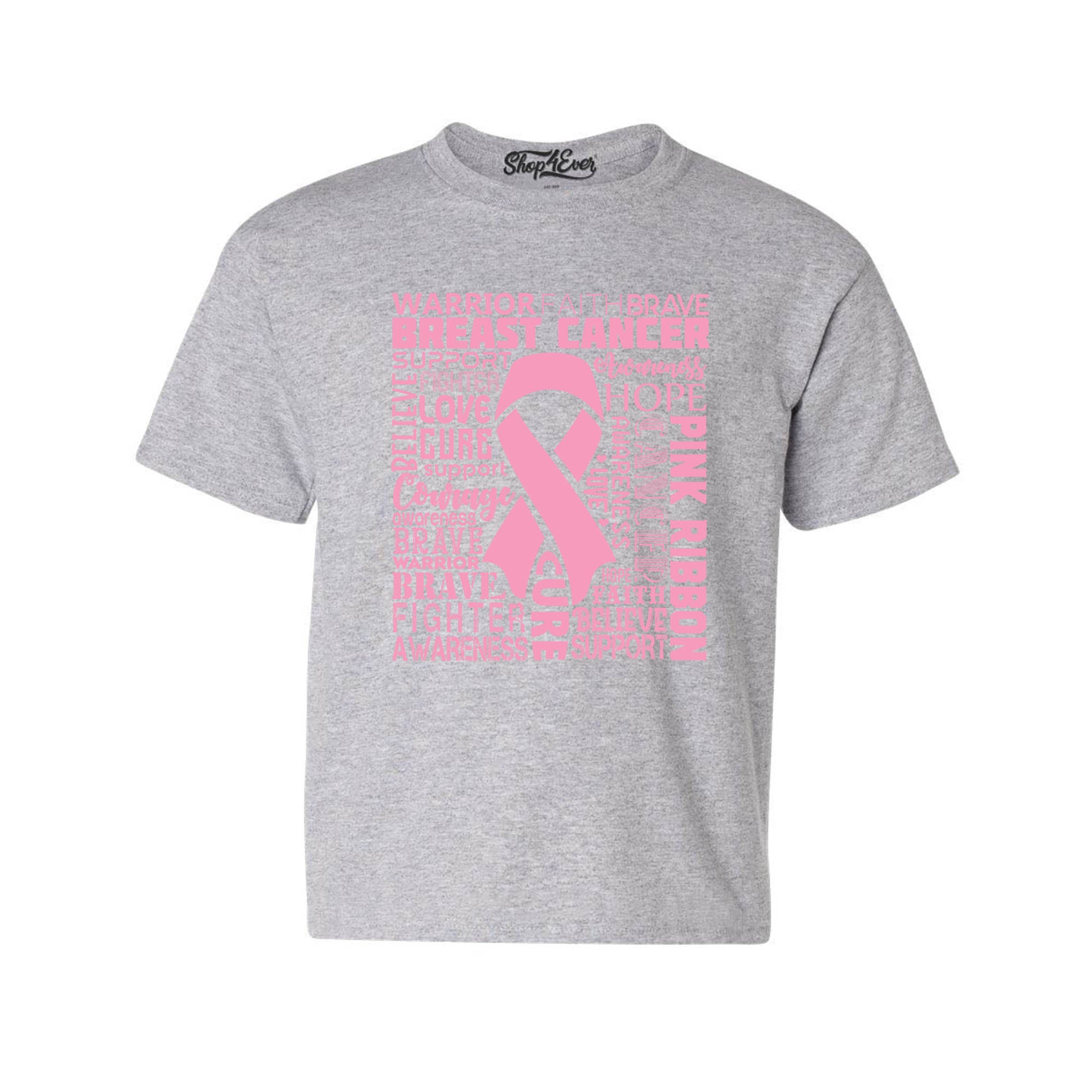 Breast Cancer Awareness Pink Ribbon Word Cloud Child's T-Shirt Kids Tee