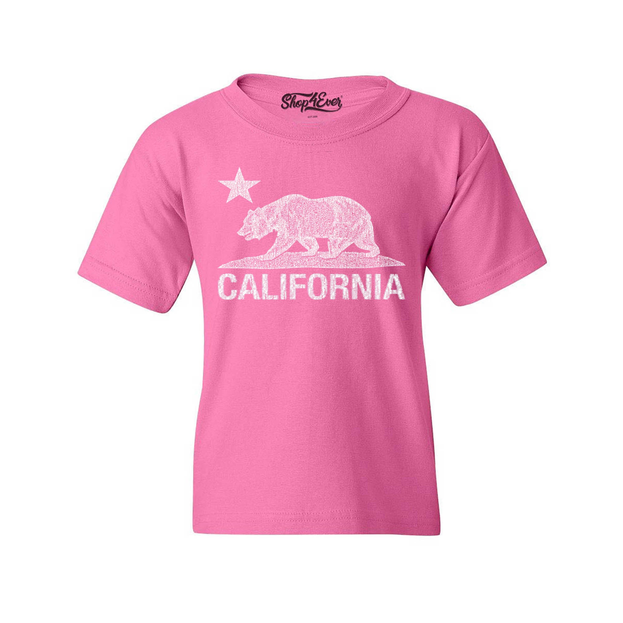 California Distressed White Bear Youth's T-Shirt Cali Child Kids Tee Shirts