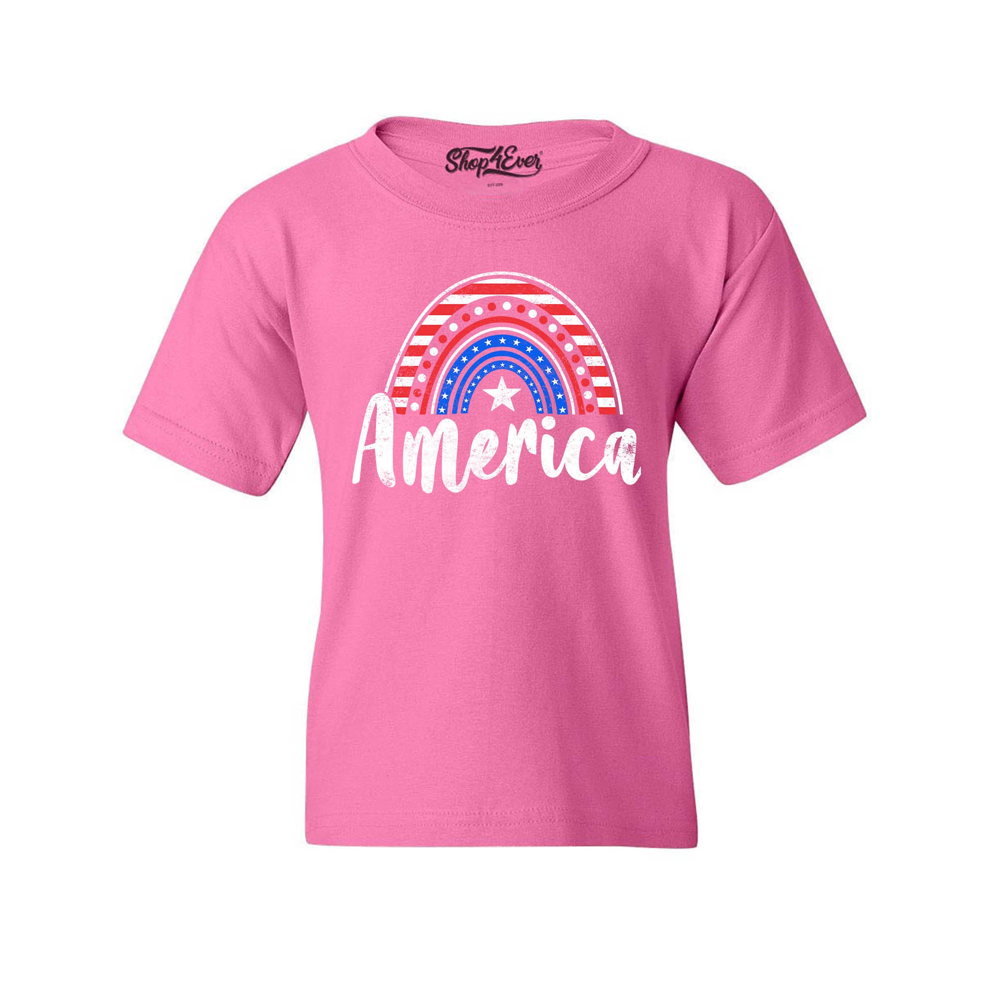 America Patriotic Rainbow 4th of July Child's T-Shirt Kids Tee