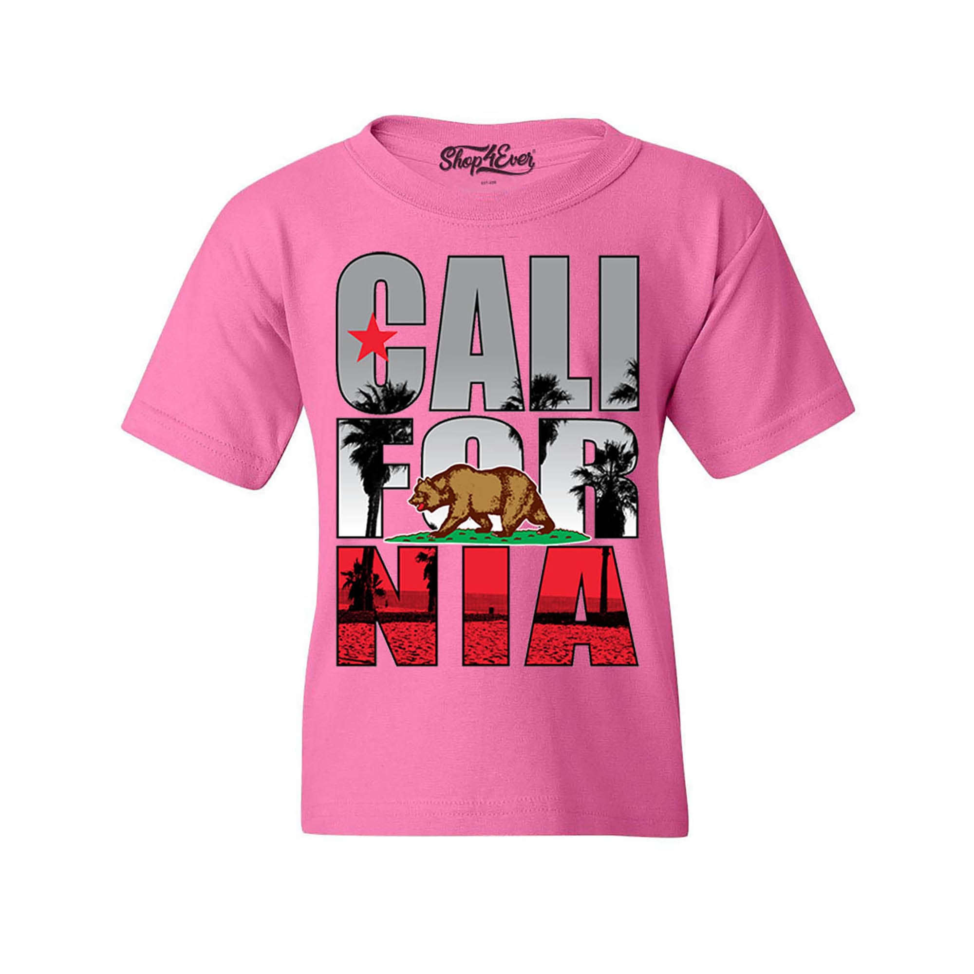 California Beach Palm Tree Youth's T-Shirt Child Kids Cali Flag Shirts