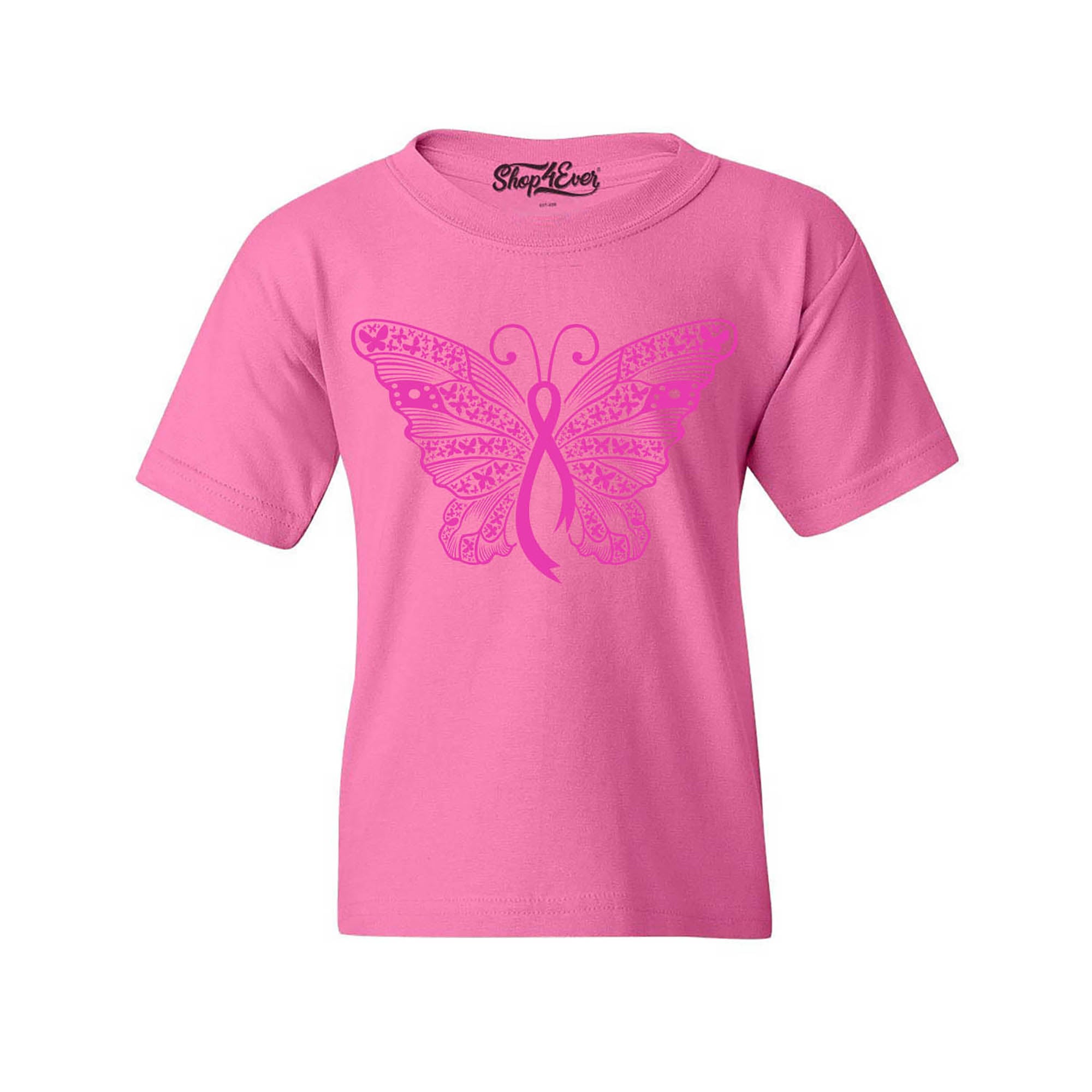 Pink Ribbon Butterfly Breast Cancer Awareness Youth's T-Shirt