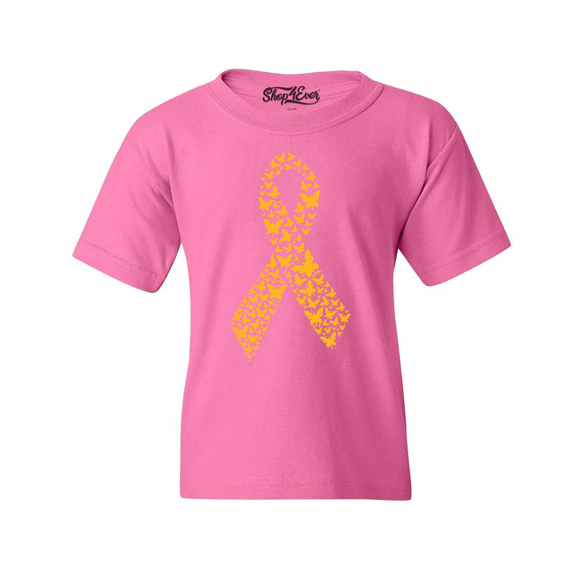 Gold Butterfly Ribbon Childhood Cancer Awareness Kids Child Youth's T-Shirt