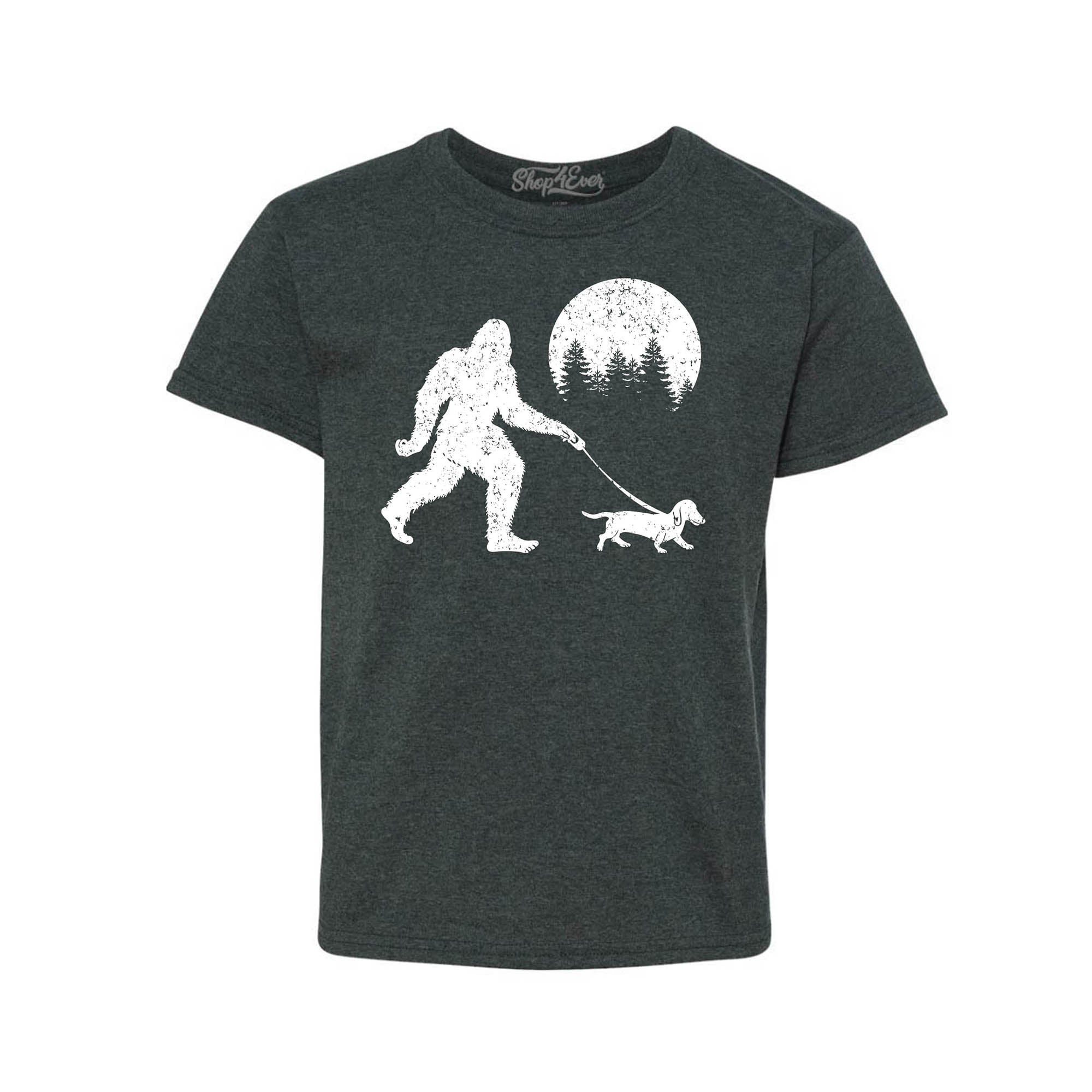 Bigfoot Walking Wiener Dog Funny Sasquatch Dachshund Youth's T-Shirt