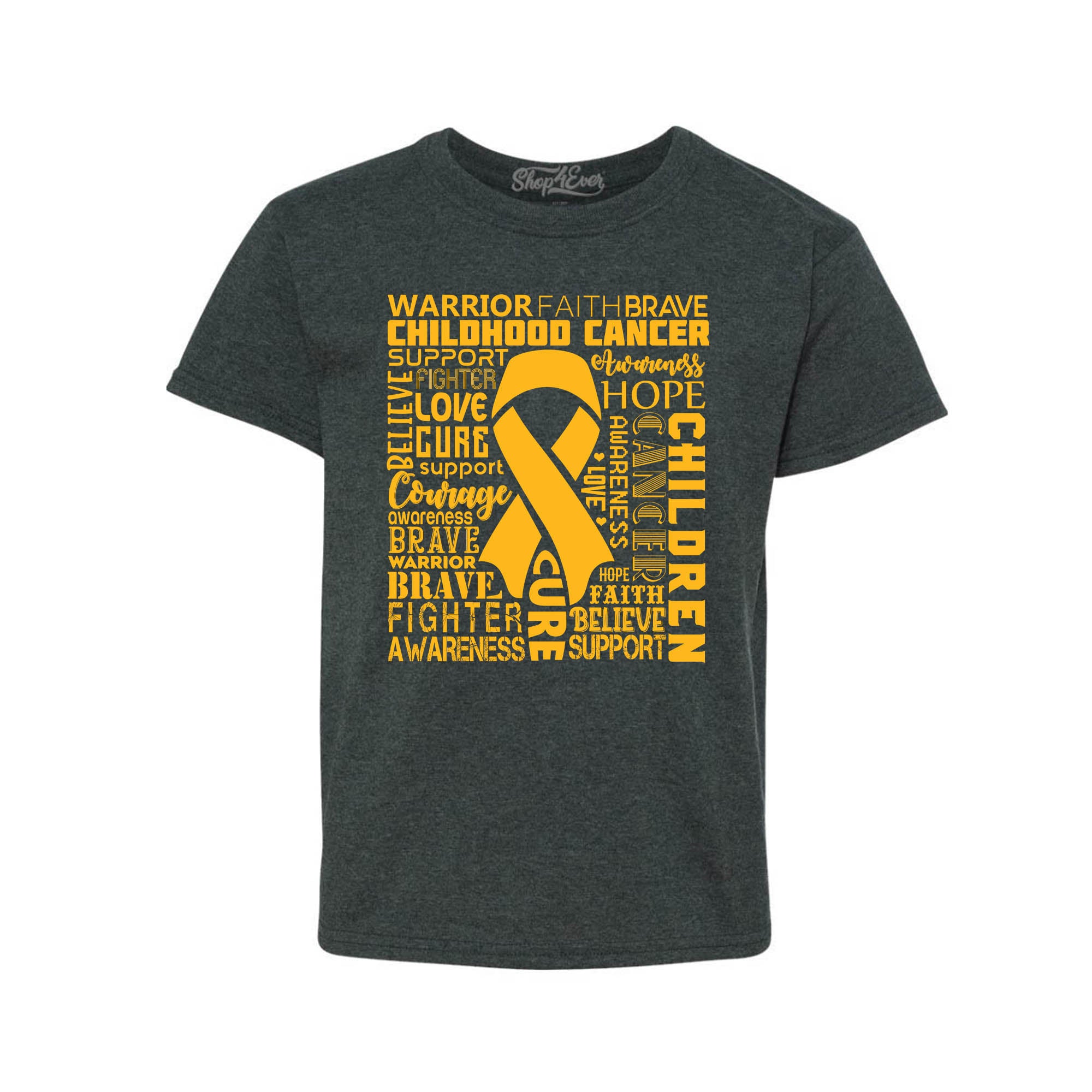Childhood Cancer Awareness Gold Ribbon Word Cloud Child's T-Shirt Kids Tee
