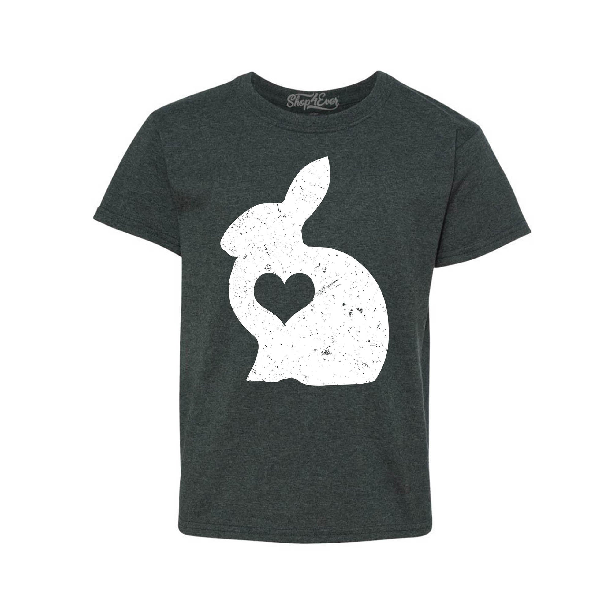 Easter Bunny Rabbit with Heart Youth's T-Shirt Spring Child Kids Tee