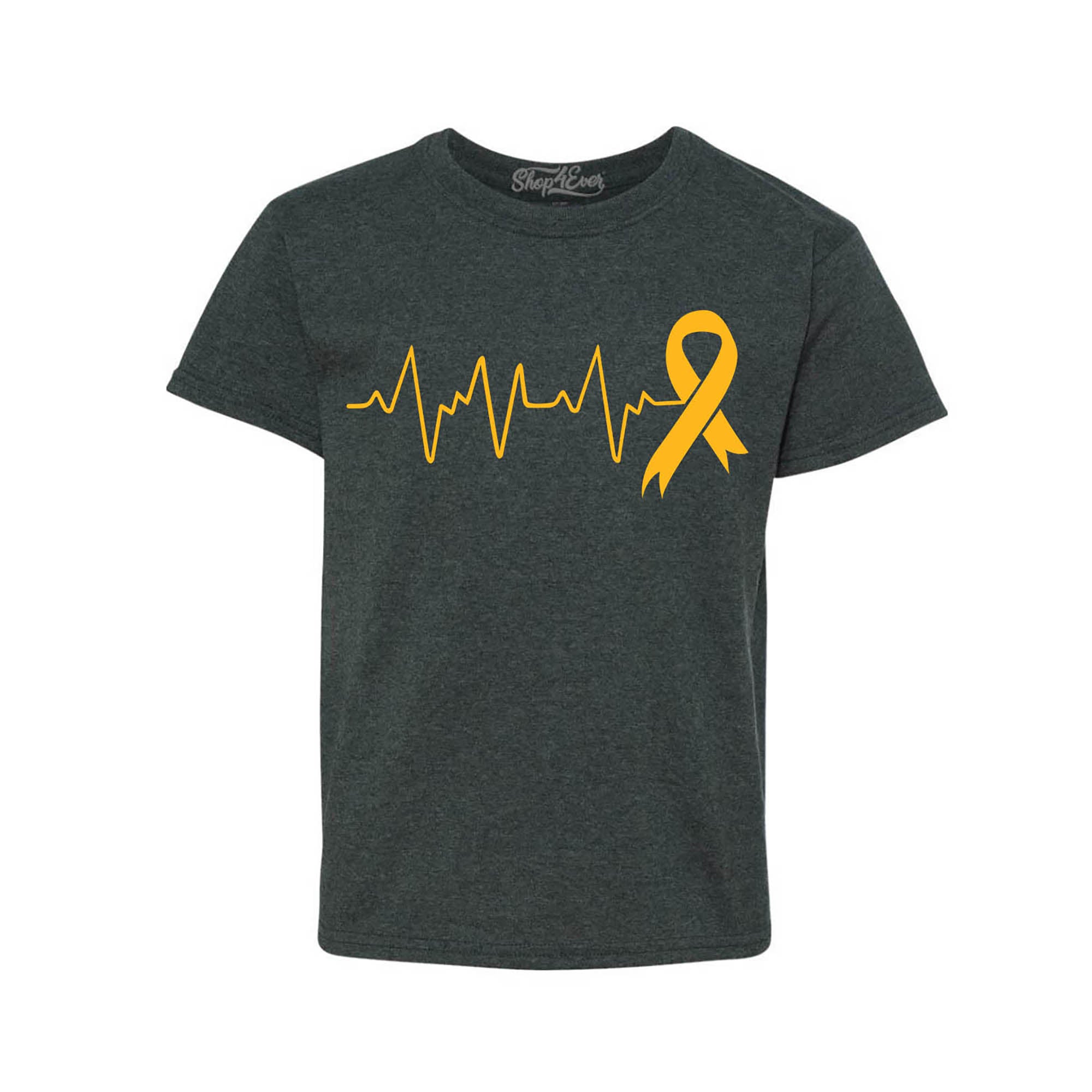 Heartbeat Gold Ribbon Childhood Cancer Awareness Kids Child Youth's T-Shirt