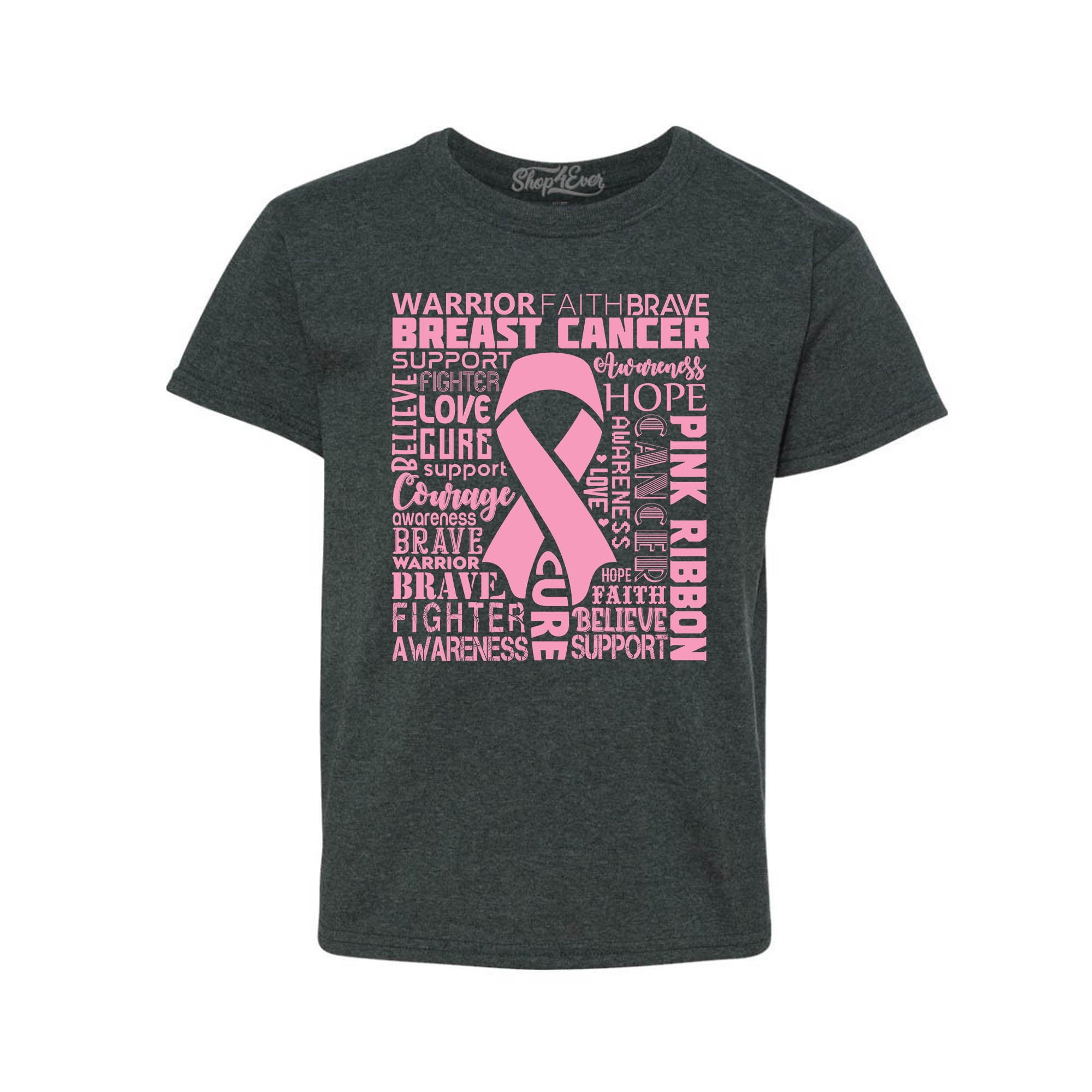 Breast Cancer Awareness Pink Ribbon Word Cloud Child's T-Shirt Kids Tee