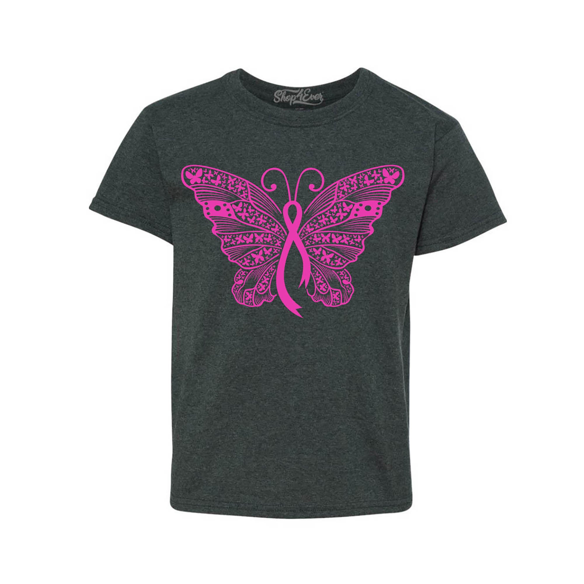 Pink Ribbon Butterfly Breast Cancer Awareness Youth's T-Shirt