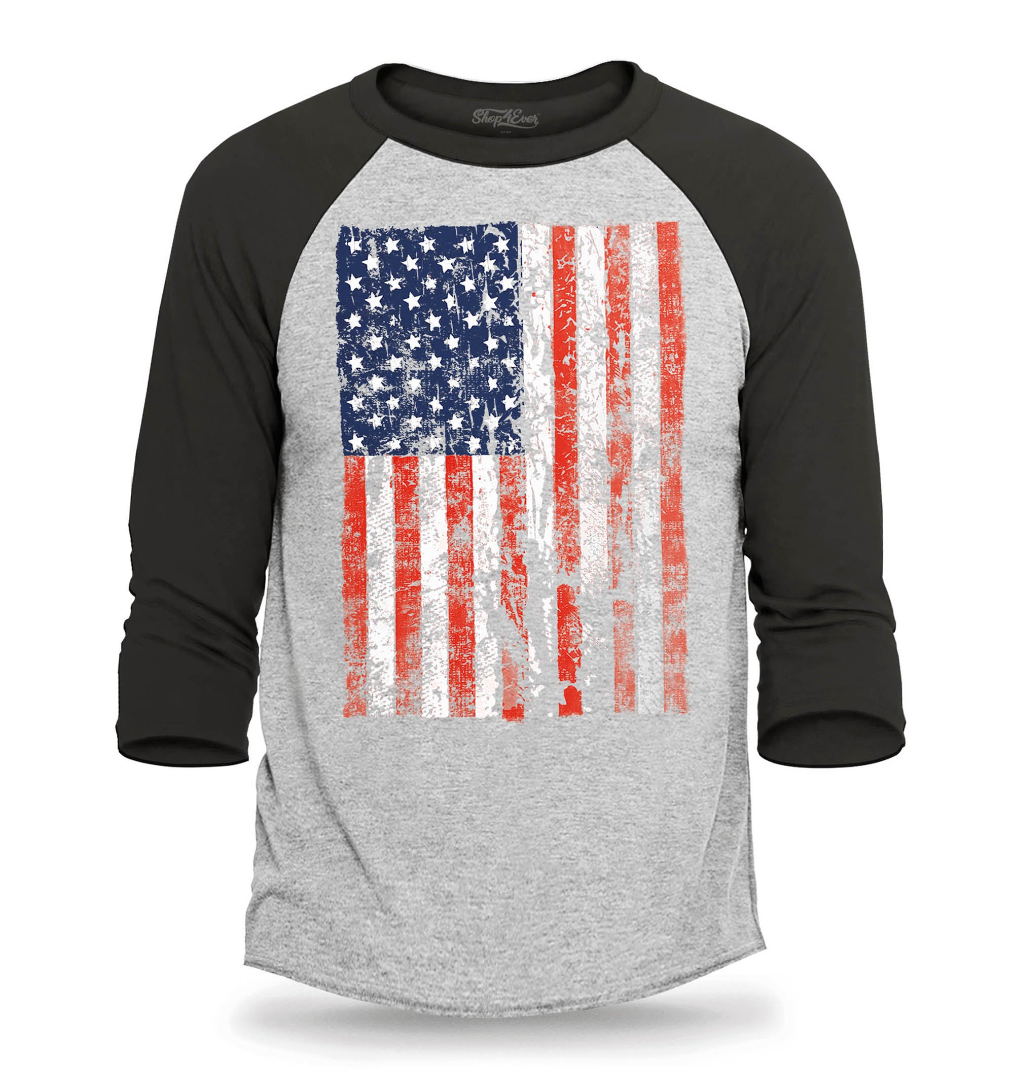 United States of America Flag Vintage USA Raglan Baseball Shirt