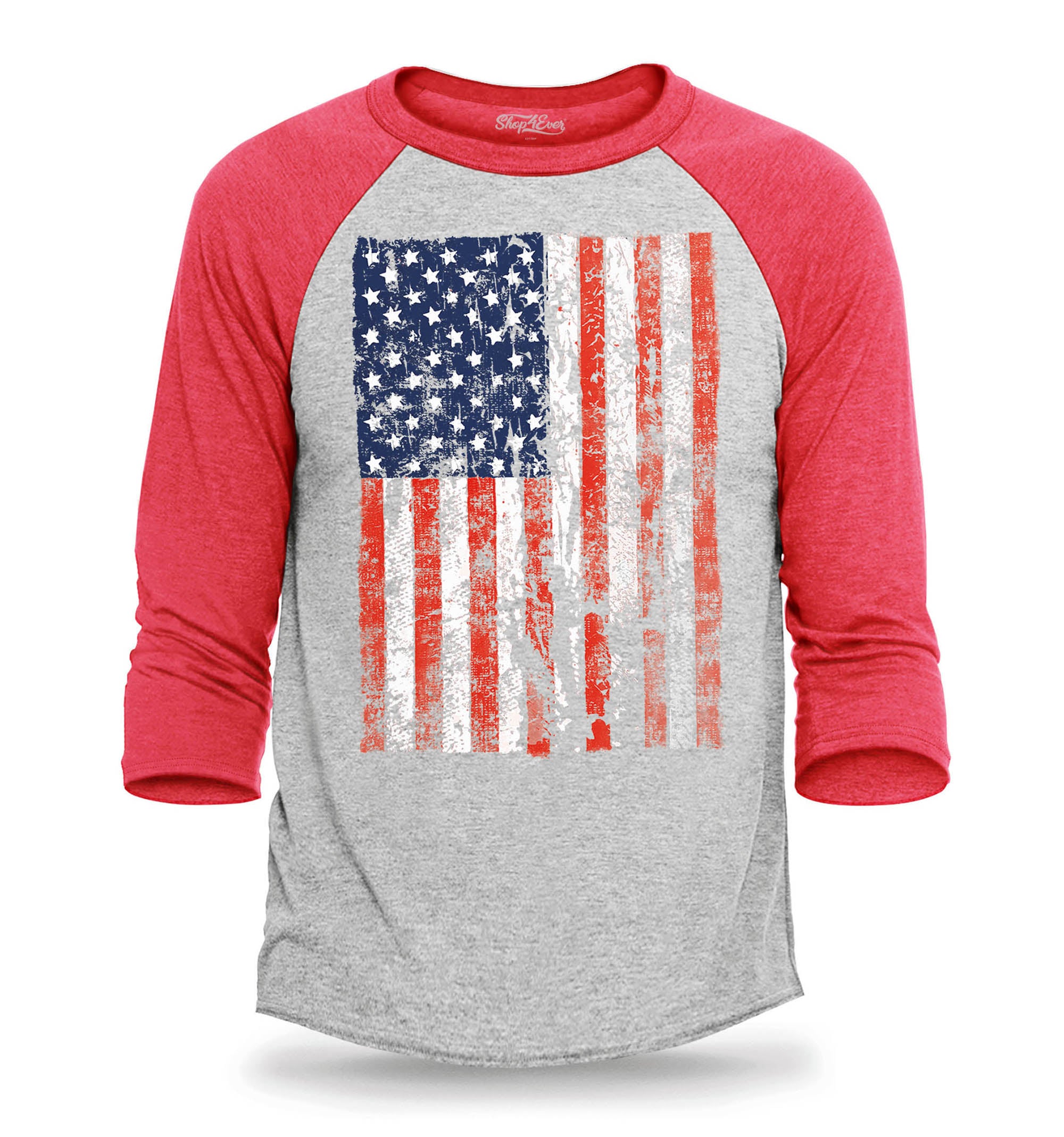 United States of America Flag Vintage USA Raglan Baseball Shirt