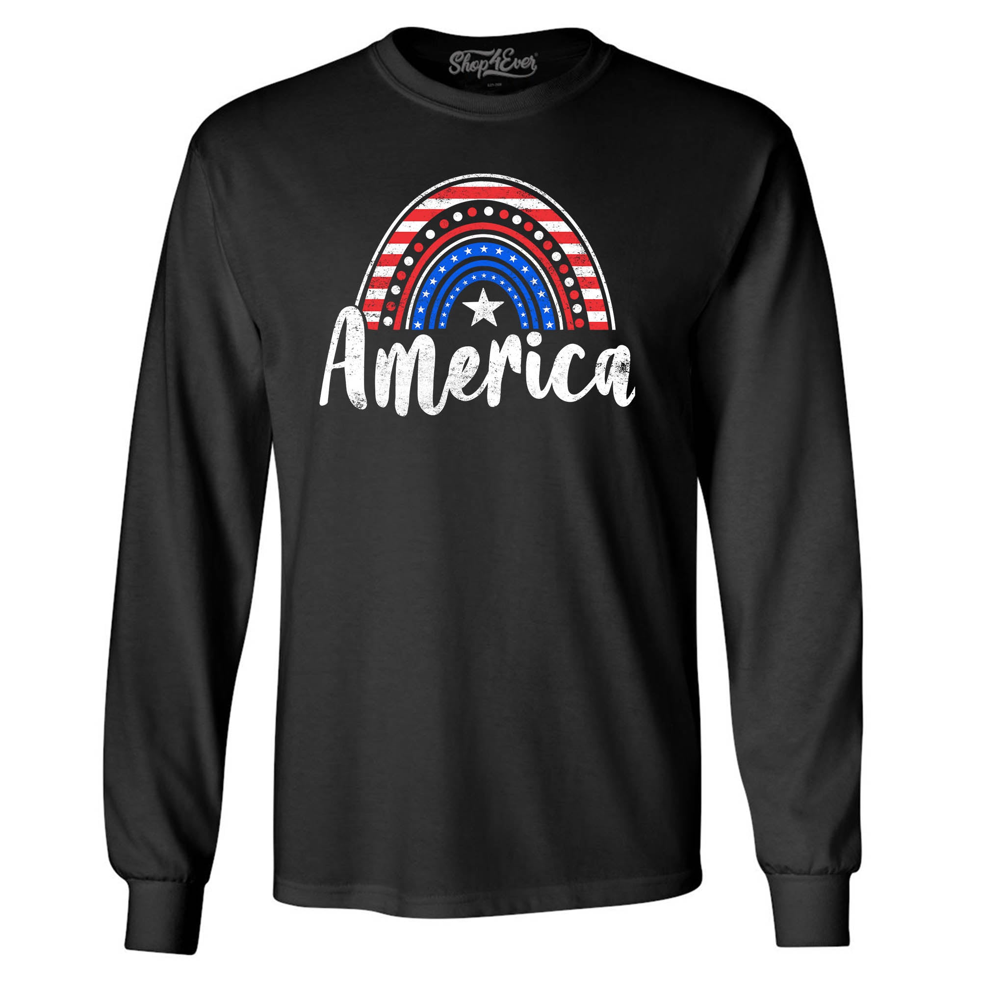 America Patriotic Rainbow 4th of July Long Sleeve Shirt