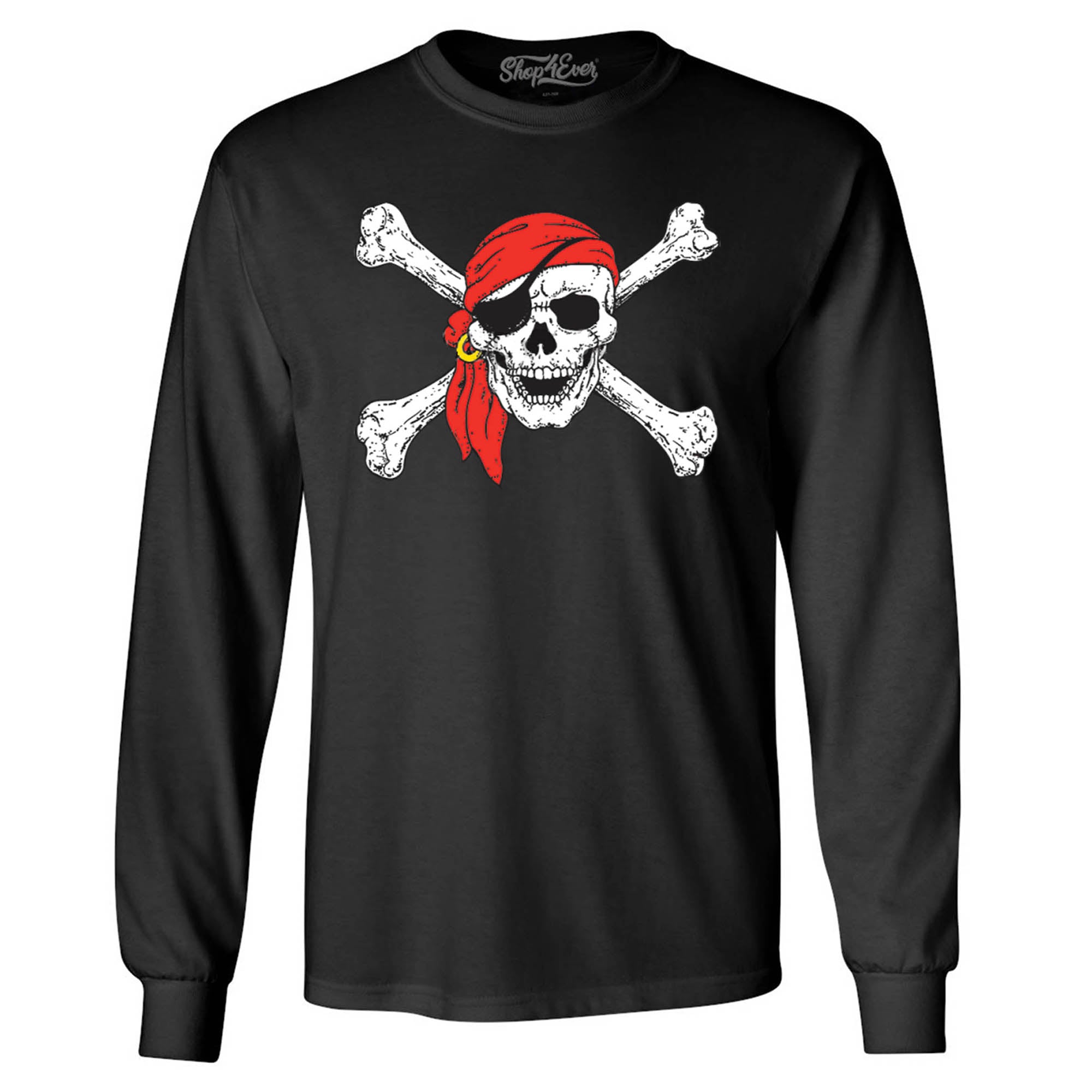 Pirate Skull and Crossbones Long Sleeve Shirt Pirate Flag Shirts