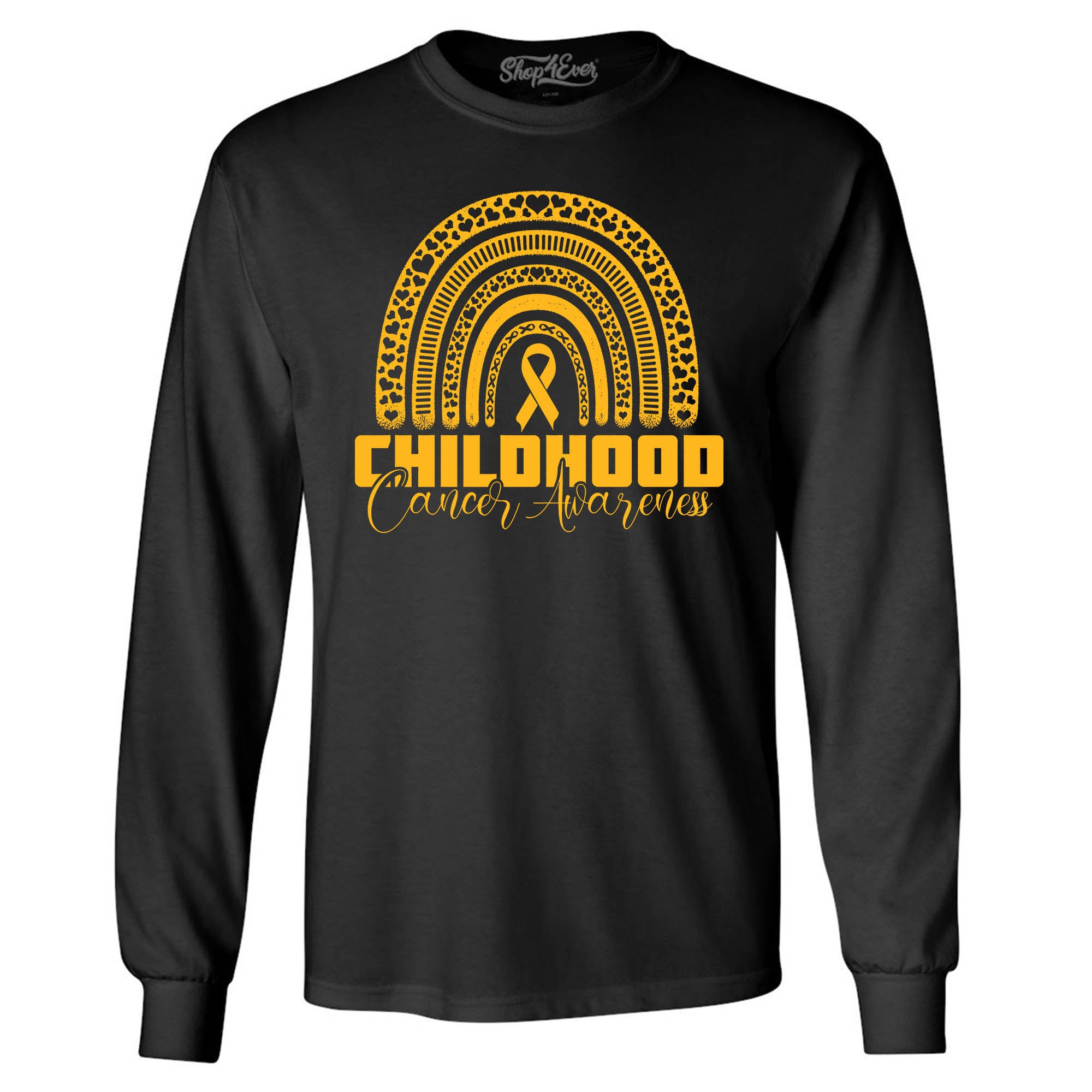 Childhood Cancer Awareness Gold Rainbow Long Sleeve Shirt